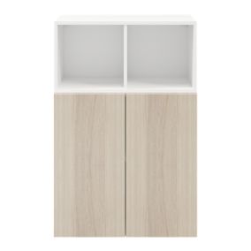 GoodHome Atomia Freestanding White Door, White Oak effect Office & living storage (H)1125mm (W)750mm (D)370mm
