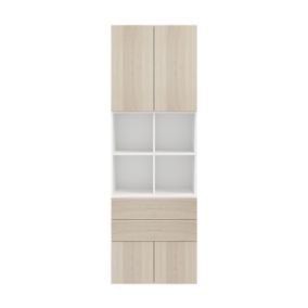 GoodHome Atomia Freestanding White Door, White Oak effect Office & living storage (H)2250mm (W)750mm (D)370mm
