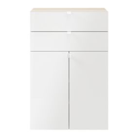 GoodHome Atomia Freestanding White Oak effect Small Office & living storage (H)1125mm