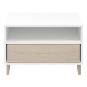 GoodHome Atomia Freestanding White & Oak effect TV furniture stand, (H)47.5cm x (W)75cm x (D)45cm