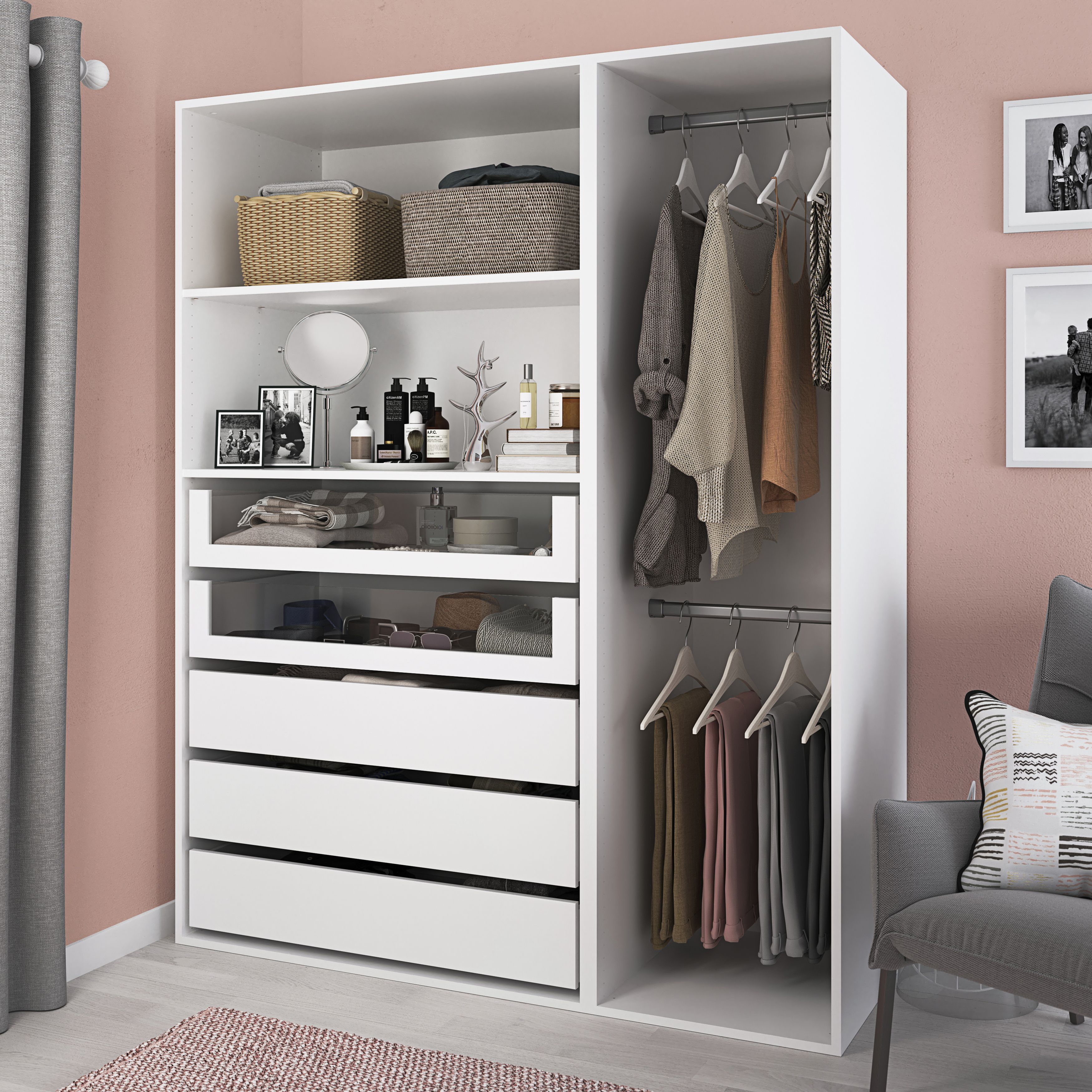 GoodHome Atomia Freestanding White Particle board Wardrobe, clothing & shoes organiser (H)1875mm (W)1500mm (D)580mm