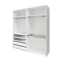GoodHome Atomia Freestanding White Wardrobe, clothing & shoes organiser (H)2250mm (W)2000mm (D)580mm