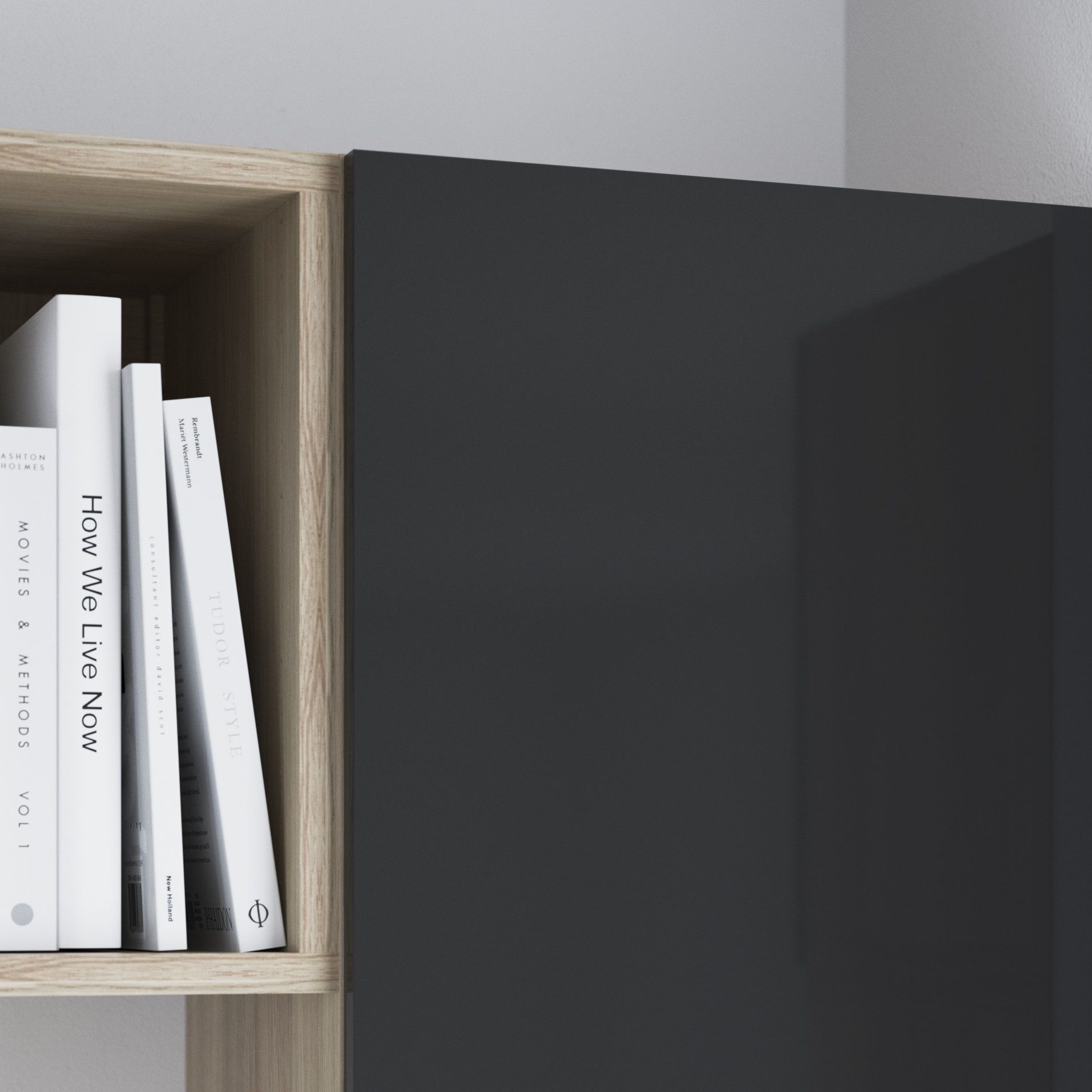 GoodHome Atomia Gloss Anthracite Non-mirrored Modular furniture door, (H) 2247mm (W) 372mm