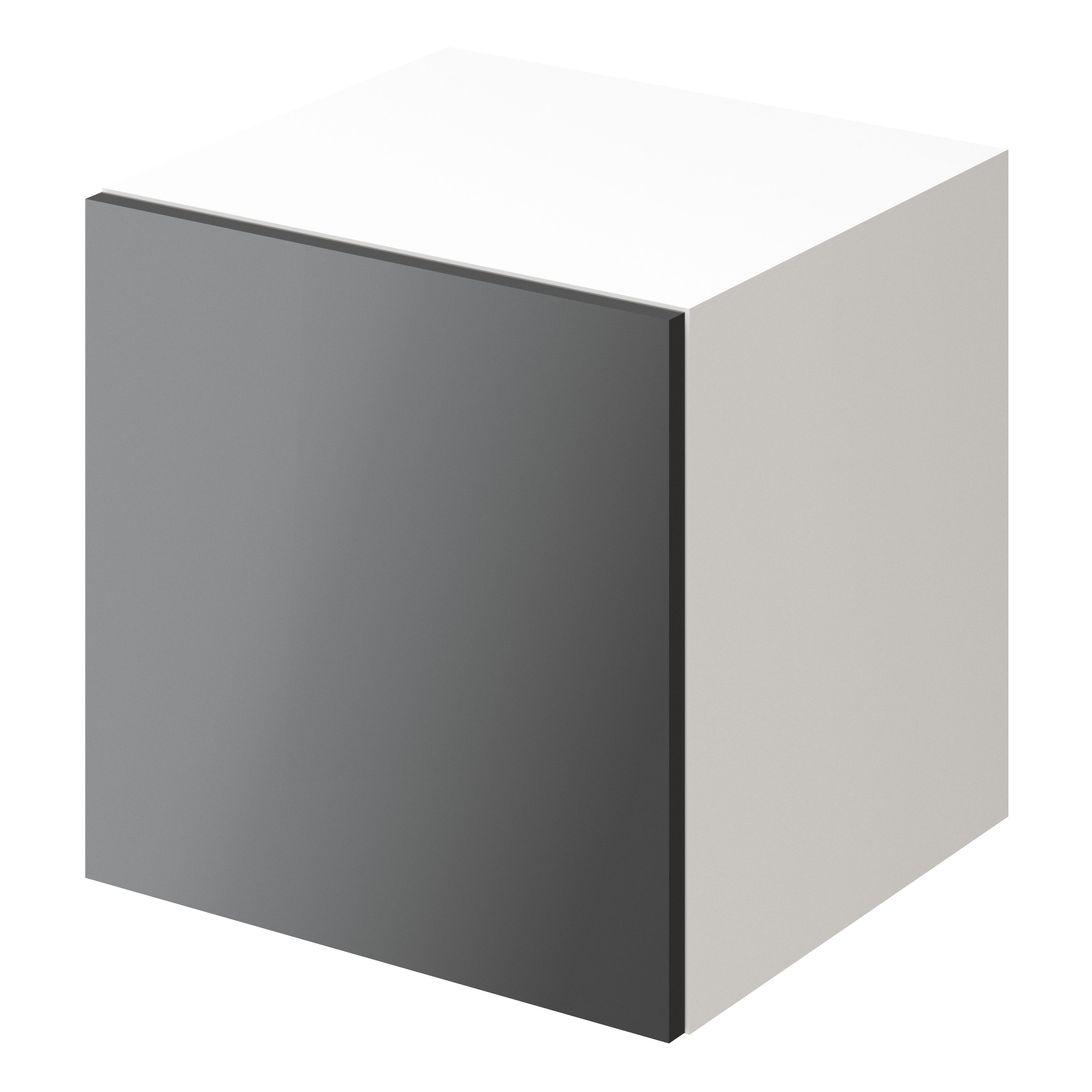 GoodHome Atomia Gloss Anthracite Non-mirrored Modular furniture door, (H) 372mm (W) 372mm
