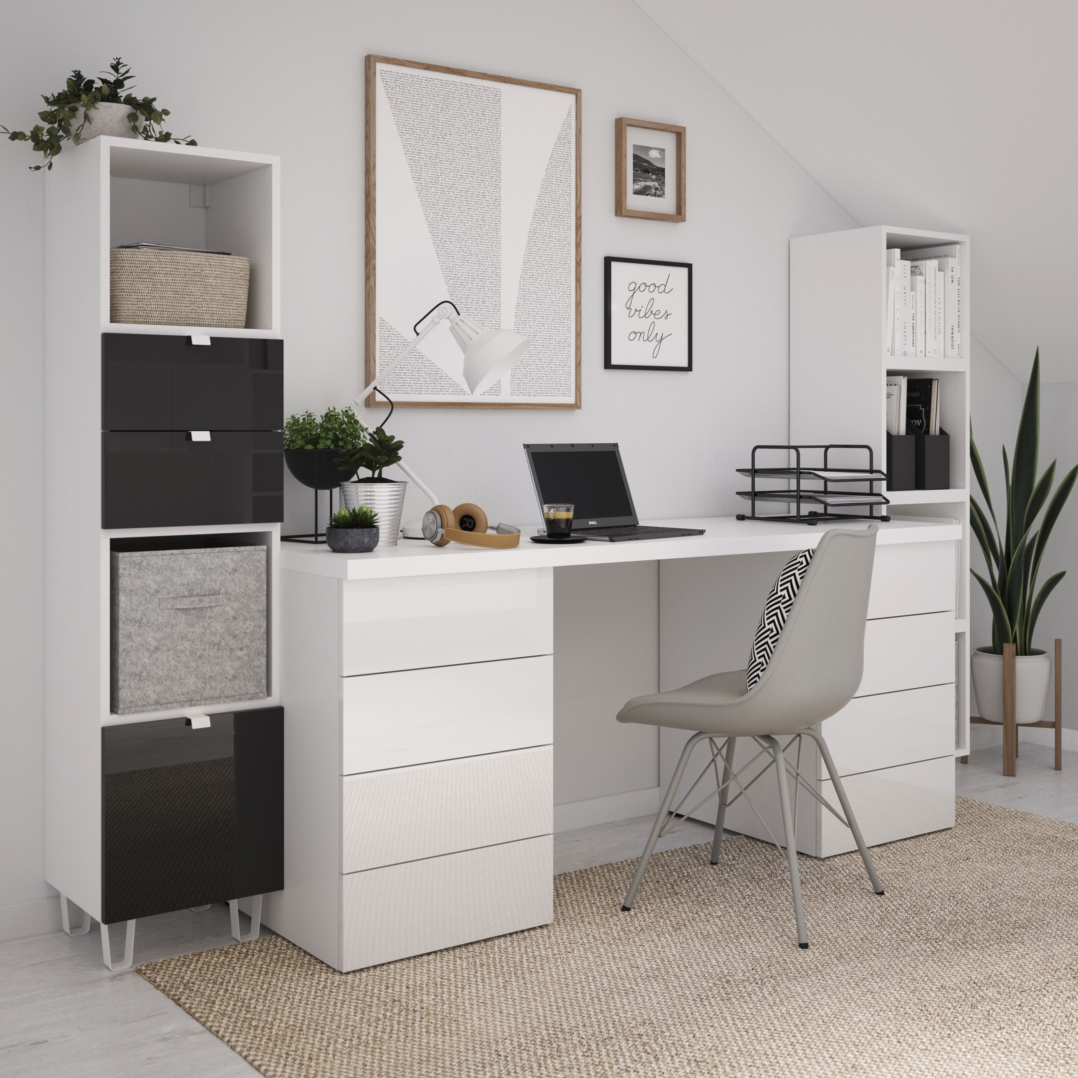 GoodHome Atomia Gloss Anthracite Non-mirrored Modular furniture door, (H) 372mm (W) 372mm