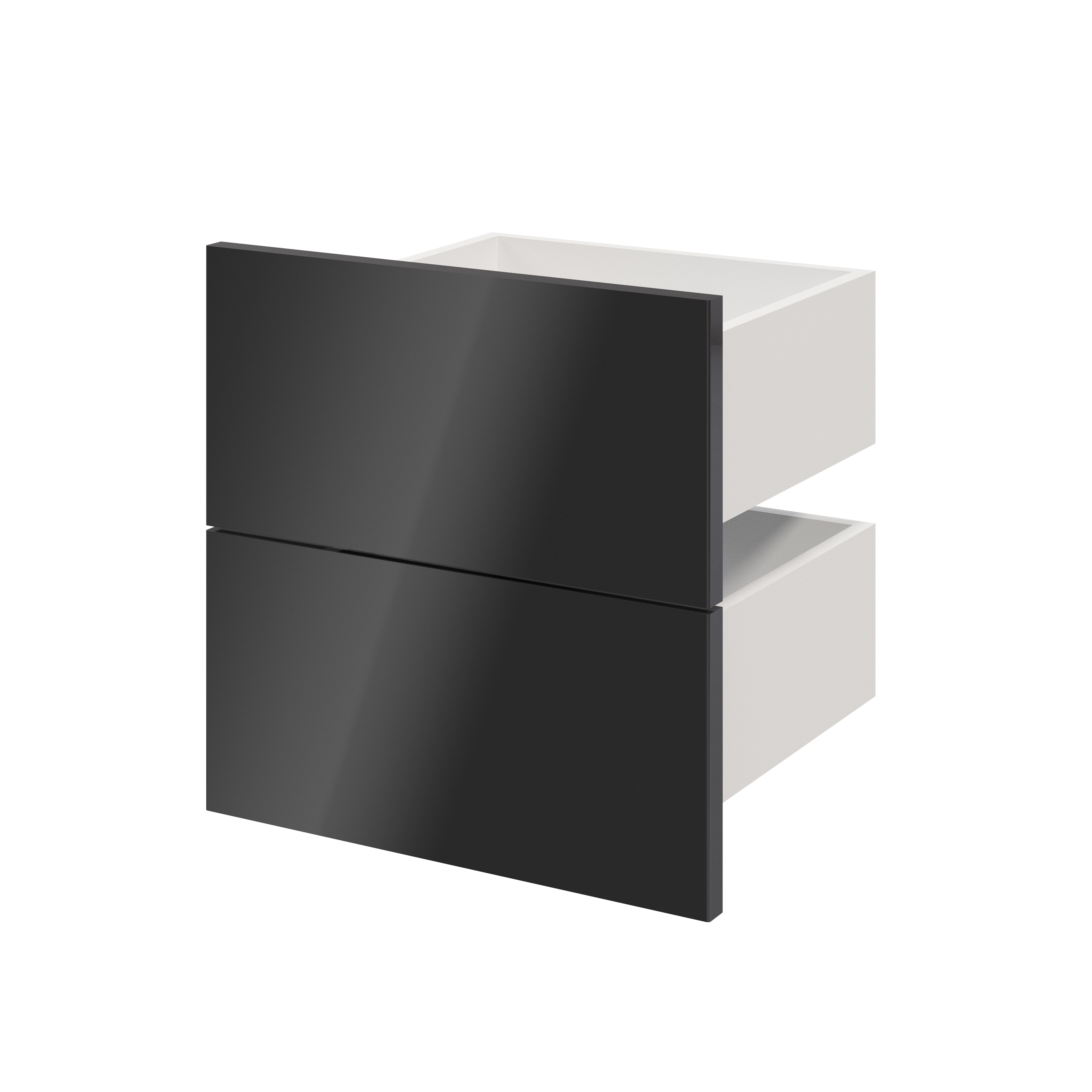 GoodHome Atomia Gloss anthracite Slab External Drawer (H)184.5mm (W)372mm (D)300mm, Set of 2