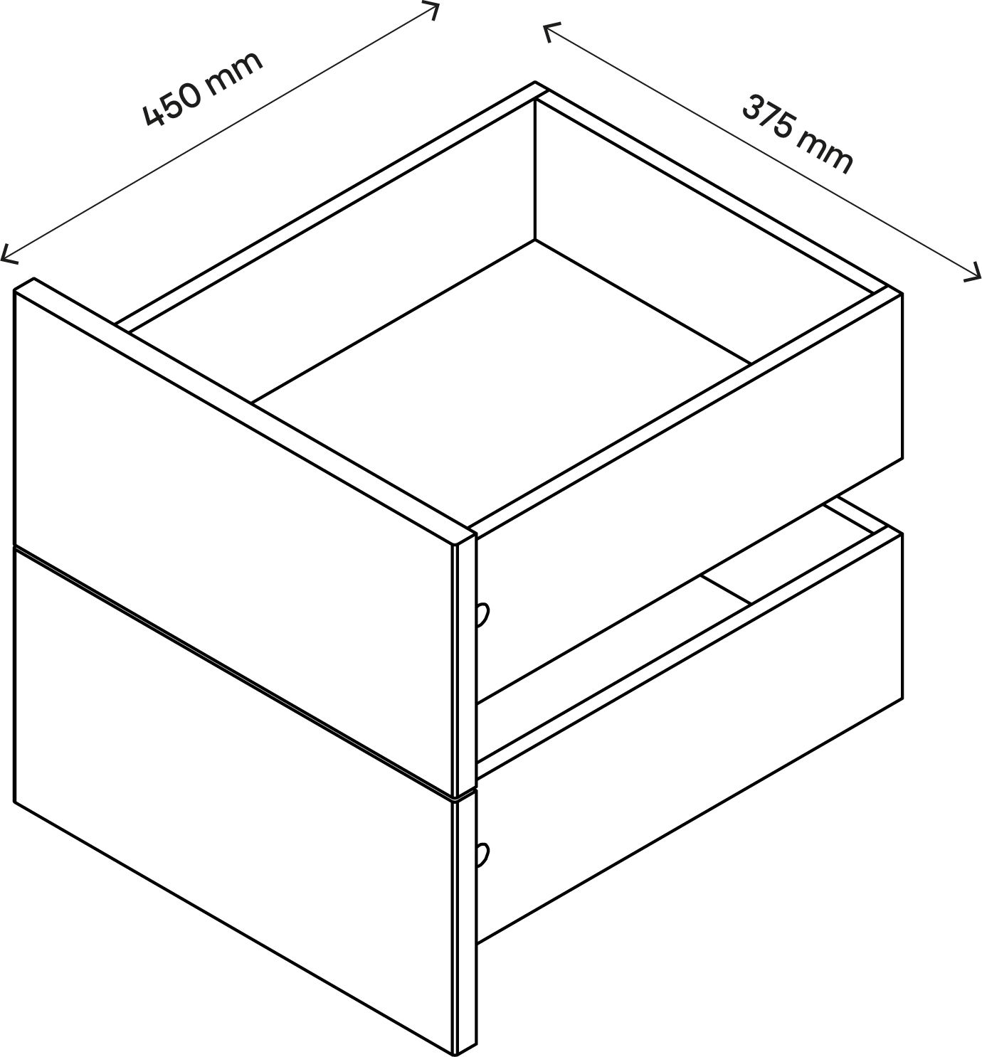 GoodHome Atomia Gloss anthracite Slab External Drawer (H)184.5mm (W)372mm (D)390mm, Set of 2