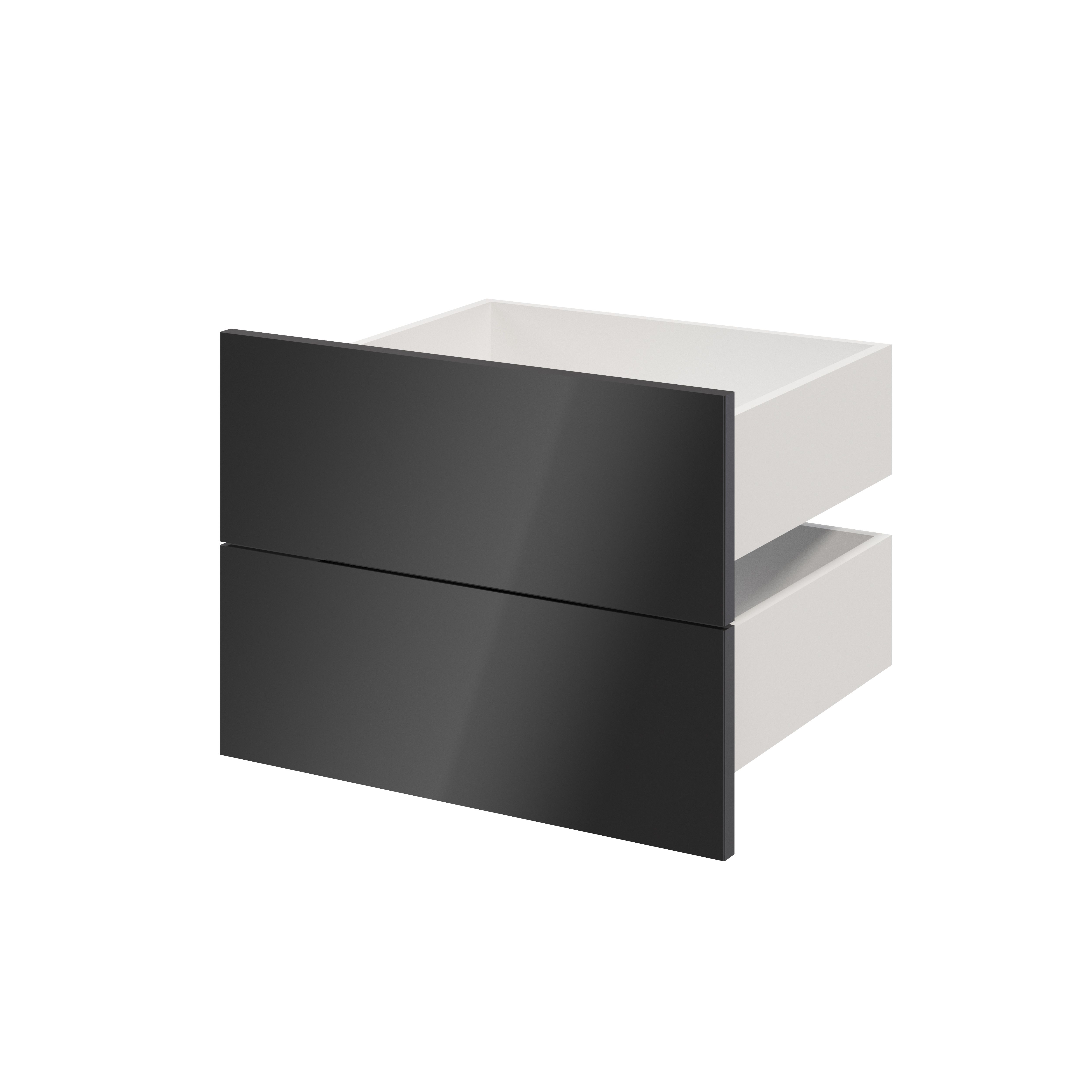 GoodHome Atomia Gloss anthracite Slab External Drawer (H)184.5mm (W)497mm (D)390mm, Set of 2