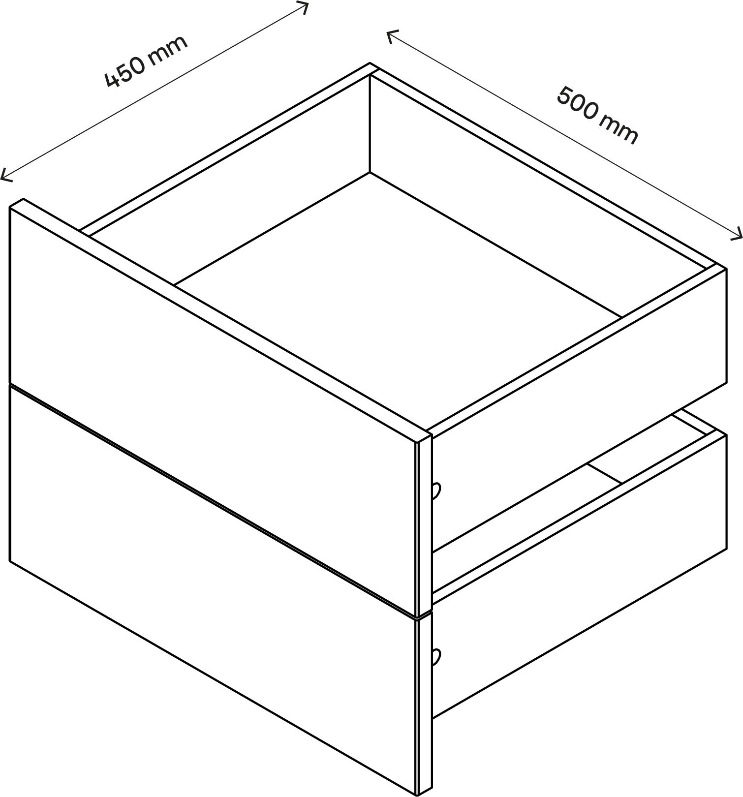 GoodHome Atomia Gloss anthracite Slab External Drawer (H)184.5mm (W)497mm (D)390mm, Set of 2