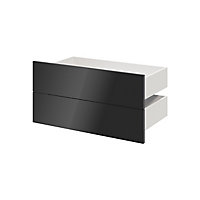 GoodHome Atomia Gloss anthracite Slab External Drawer (H)184.5mm (W)747mm (D)390mm, Set of 2