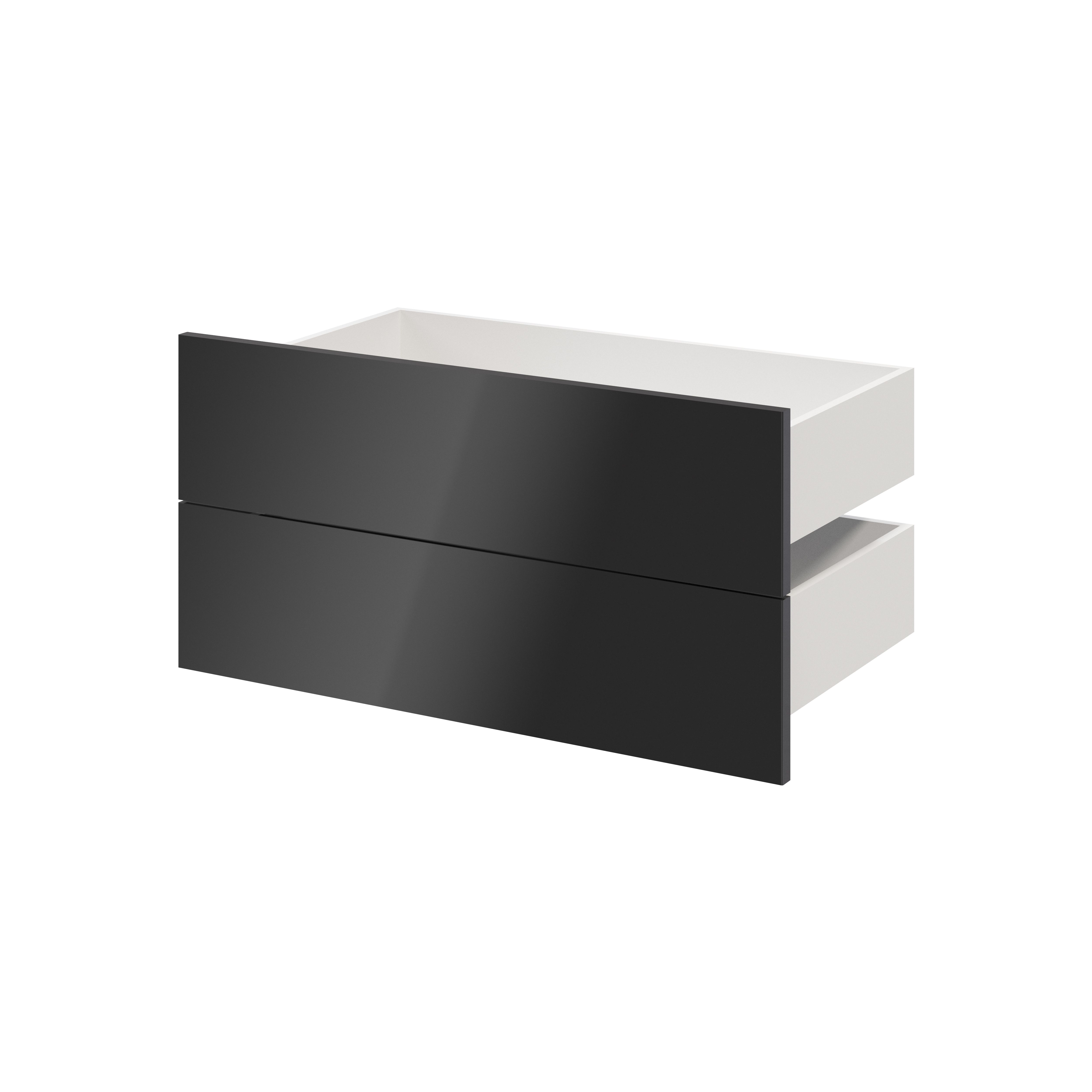 GoodHome Atomia Gloss anthracite Slab External Drawer (H)184.5mm (W)747mm (D)390mm, Set of 2