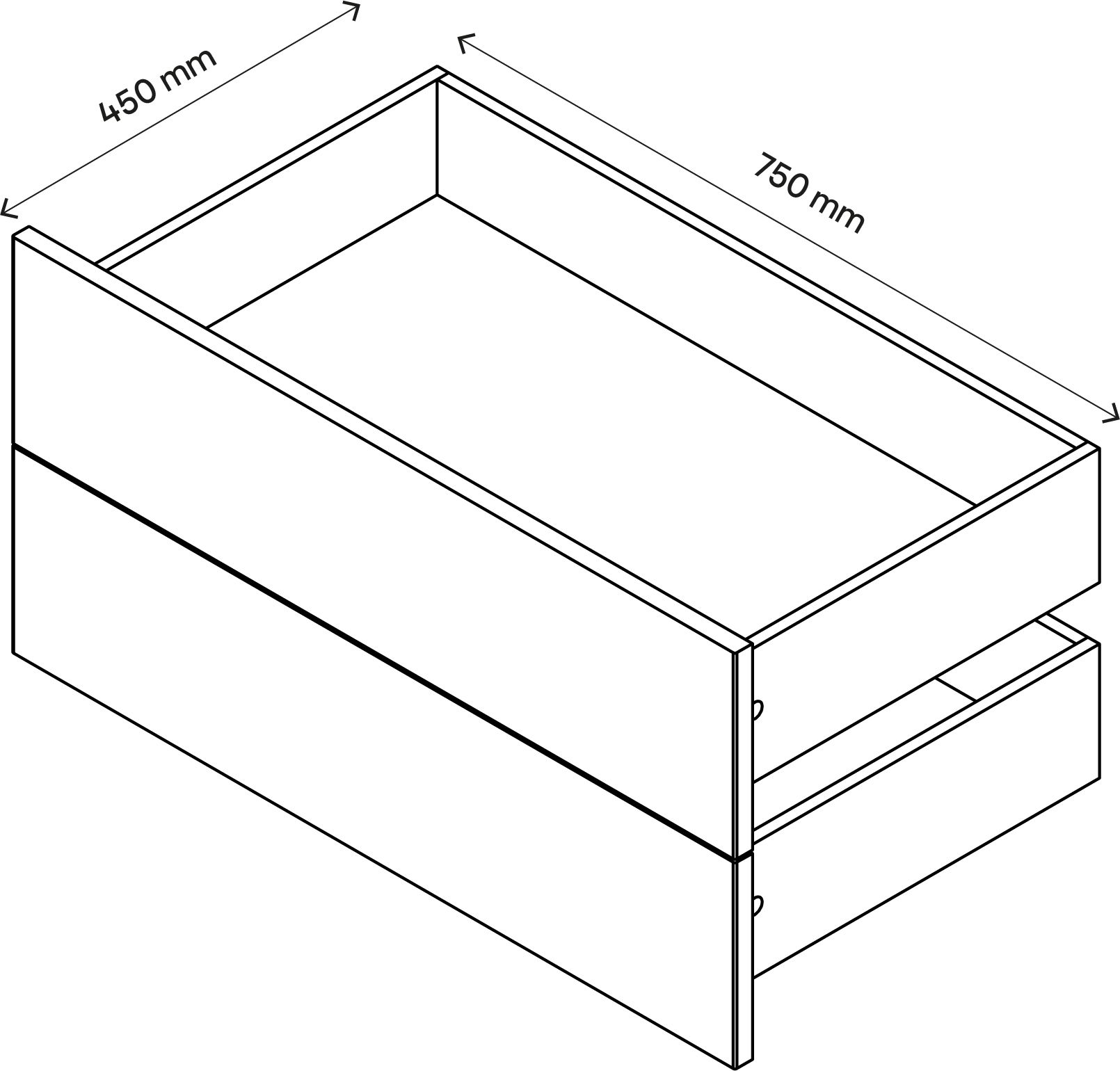 GoodHome Atomia Gloss anthracite Slab External Drawer (H)184.5mm (W)747mm (D)390mm, Set of 2