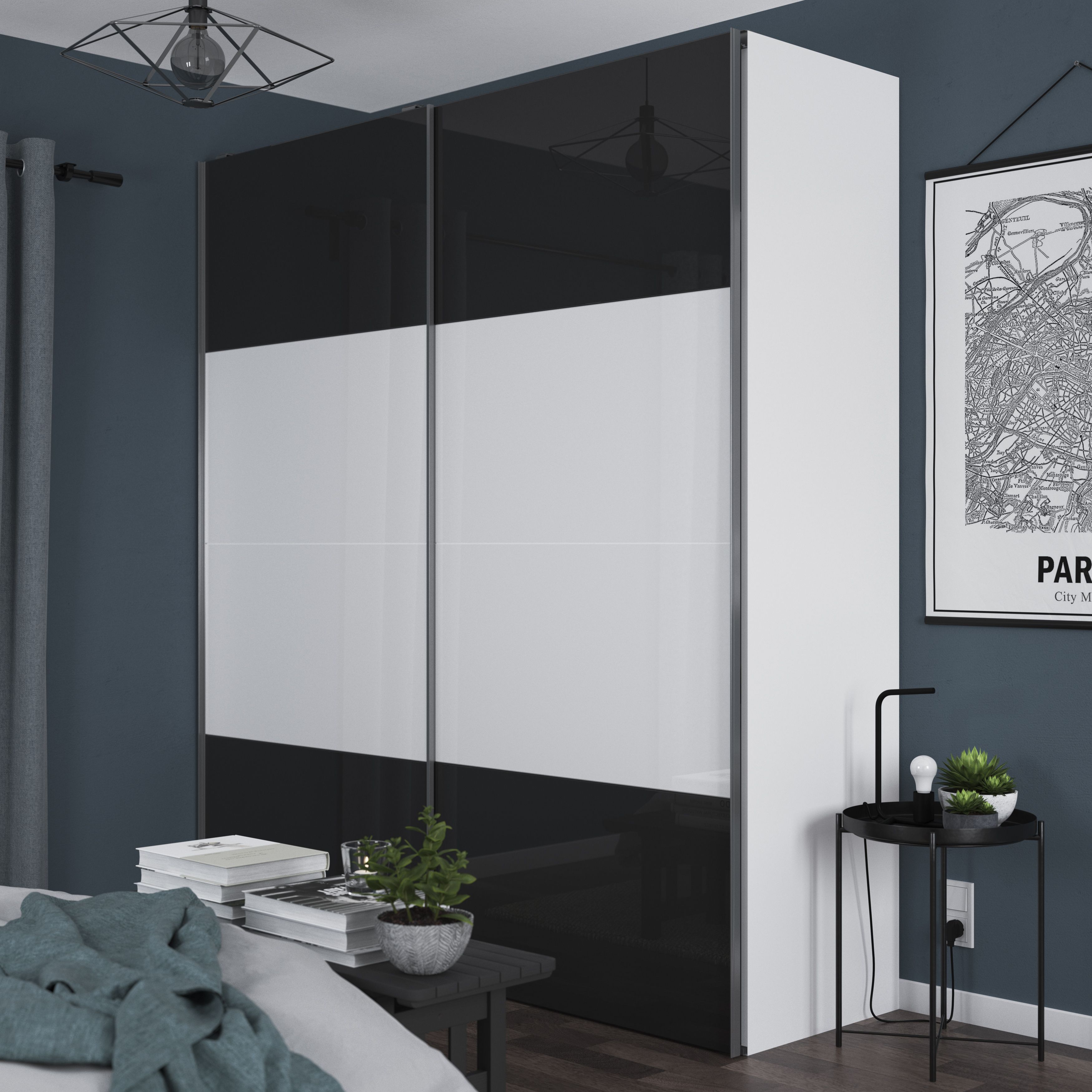 GoodHome Atomia Gloss Classic Sliding wardrobe door, (H)560mm (W) 987mm Pack of 4