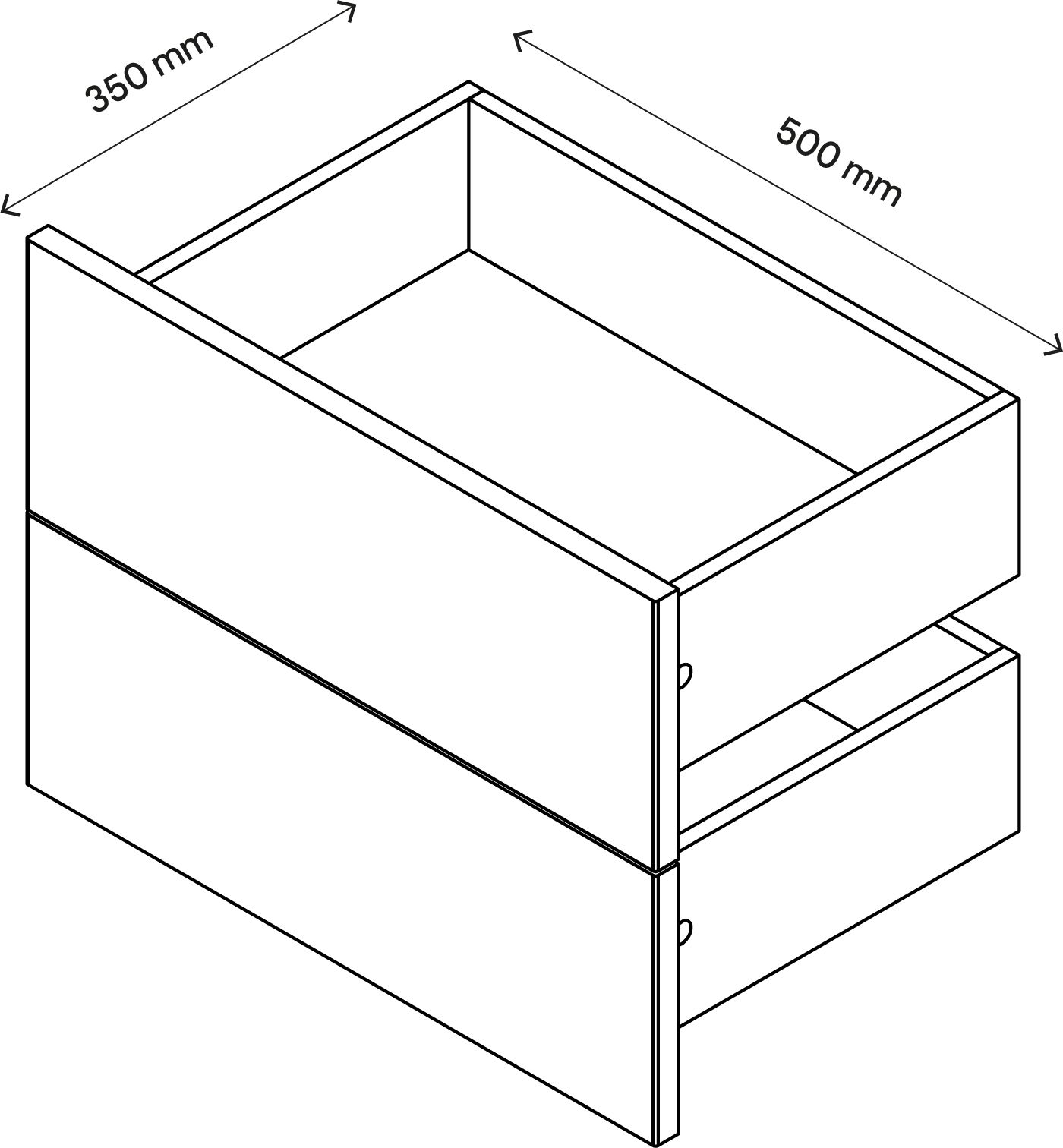 GoodHome Atomia Gloss oak effect Slab External Drawer (H)184.5mm (W)497mm (D)300mm, Set of 2