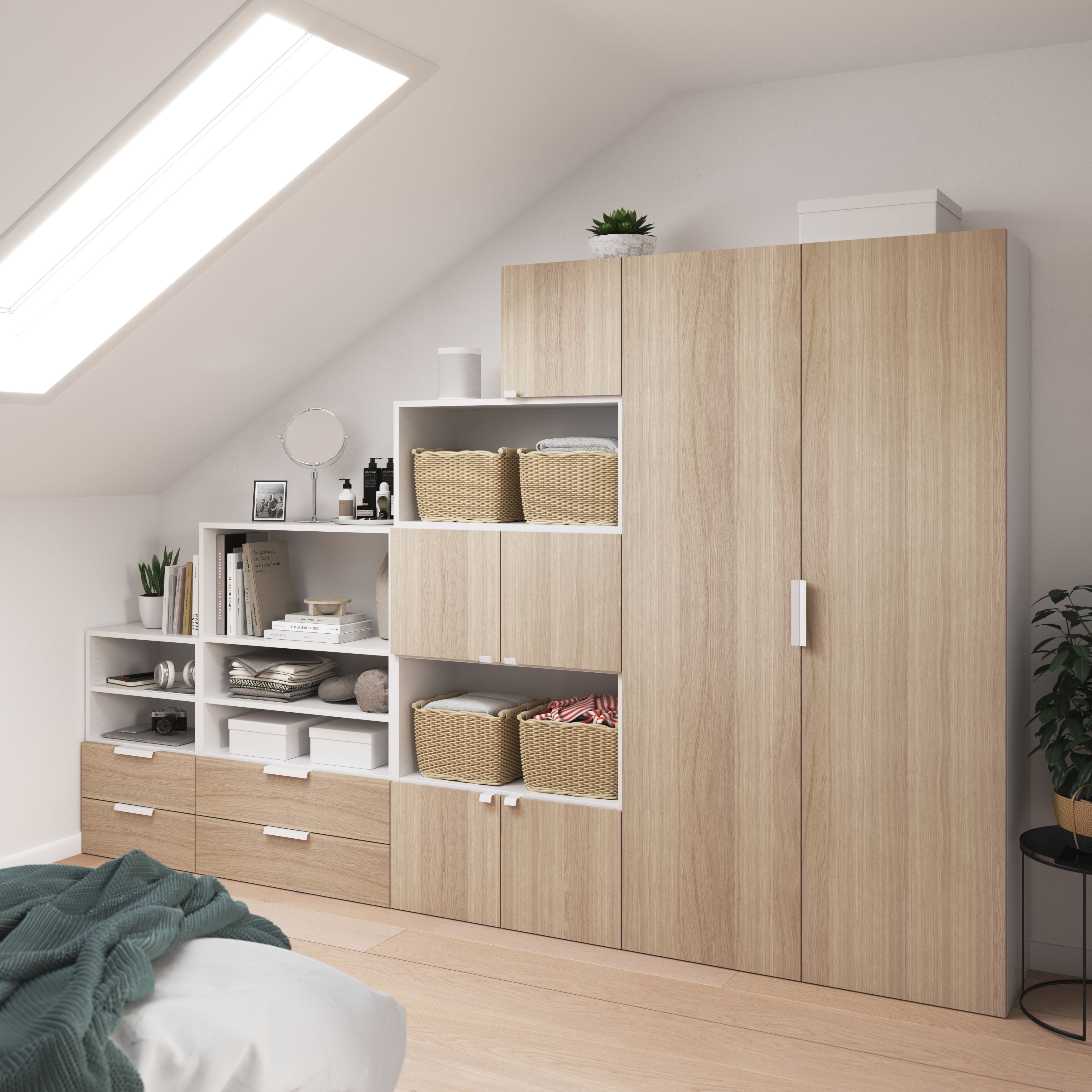 GoodHome Atomia Gloss oak effect Slab External Drawer (H)184.5mm (W)497mm (D)300mm, Set of 2