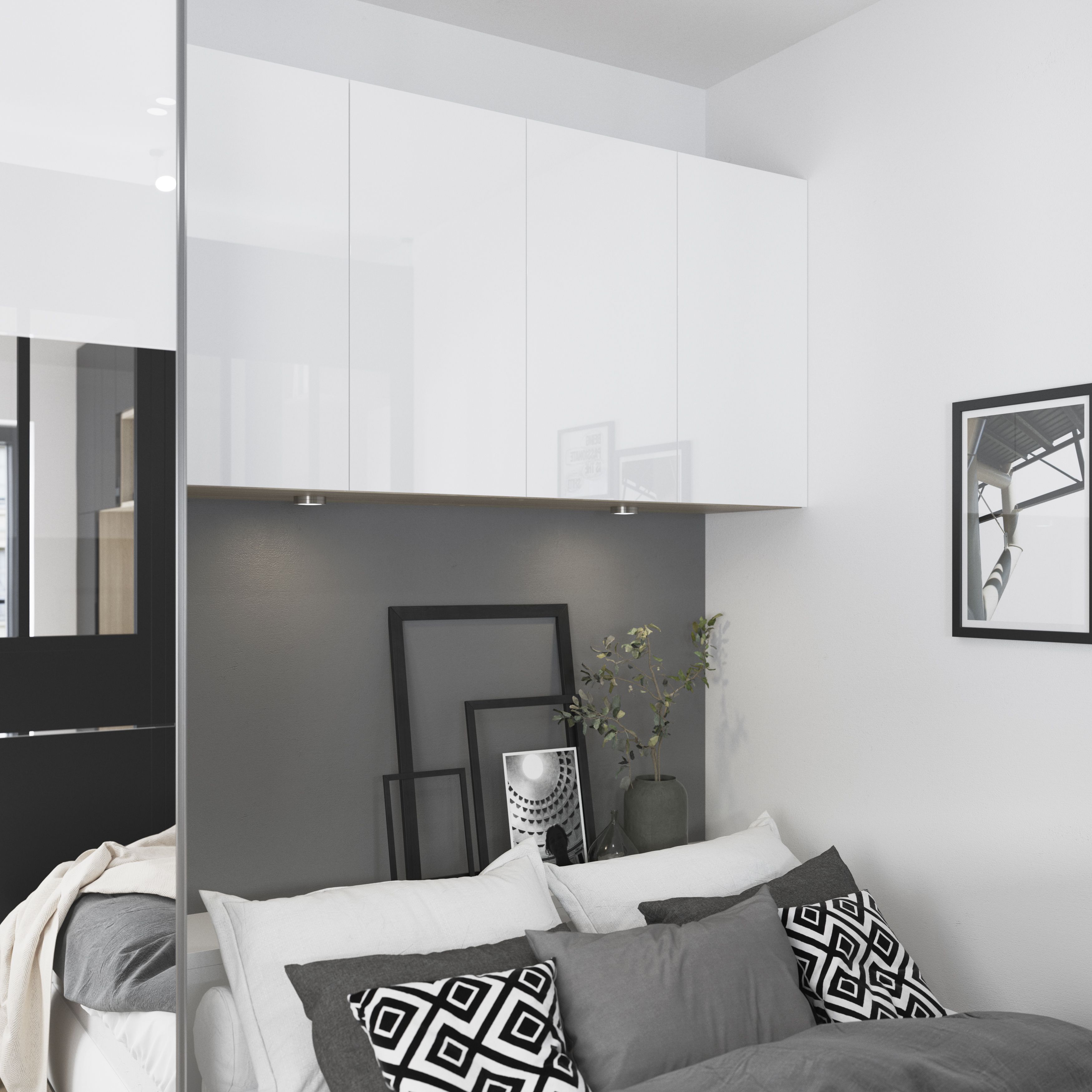 GoodHome Atomia Gloss White Non-mirrored Modular furniture door, (H) 747mm (W) 372mm
