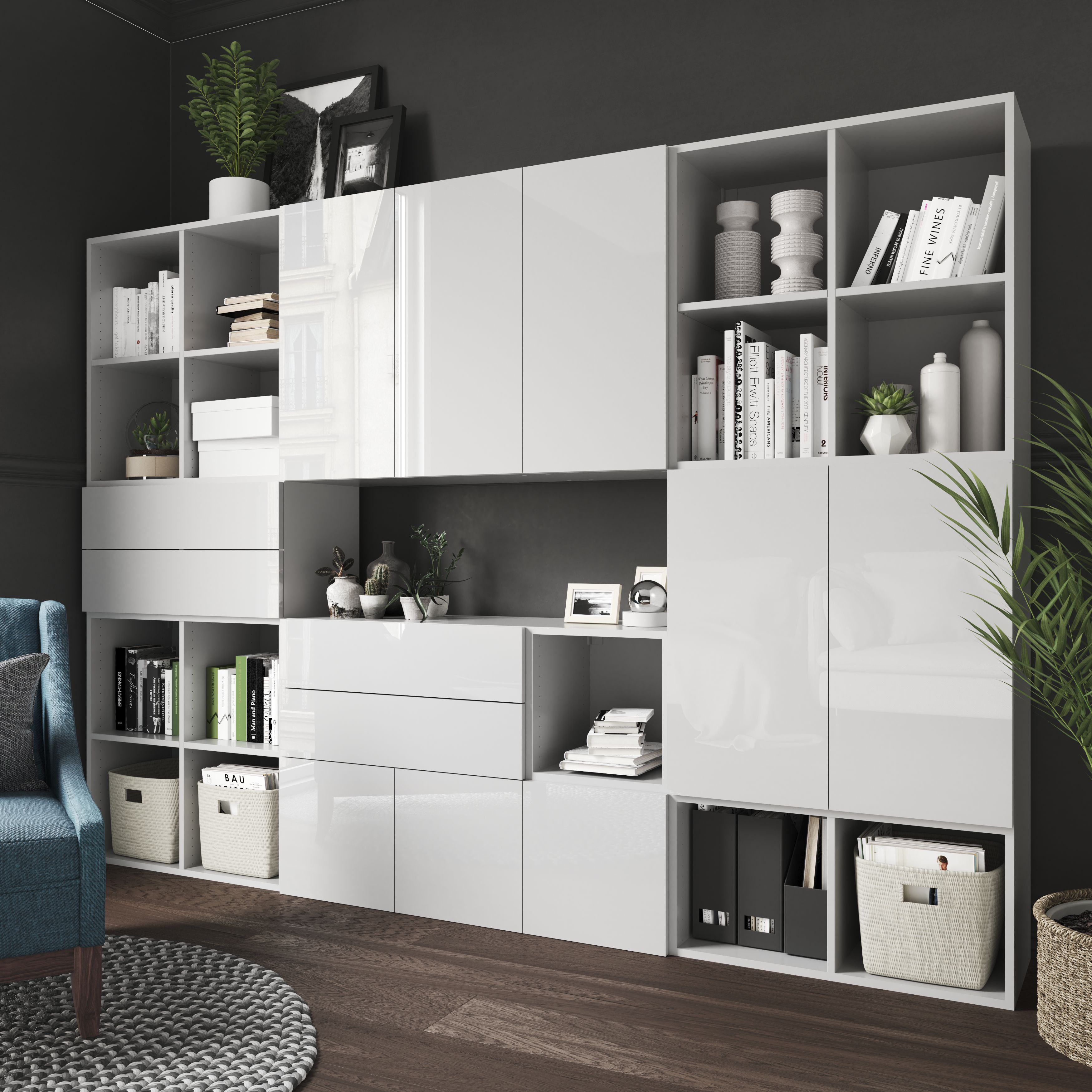 GoodHome Atomia Gloss White Non-mirrored Modular furniture door, (H) 747mm (W) 372mm