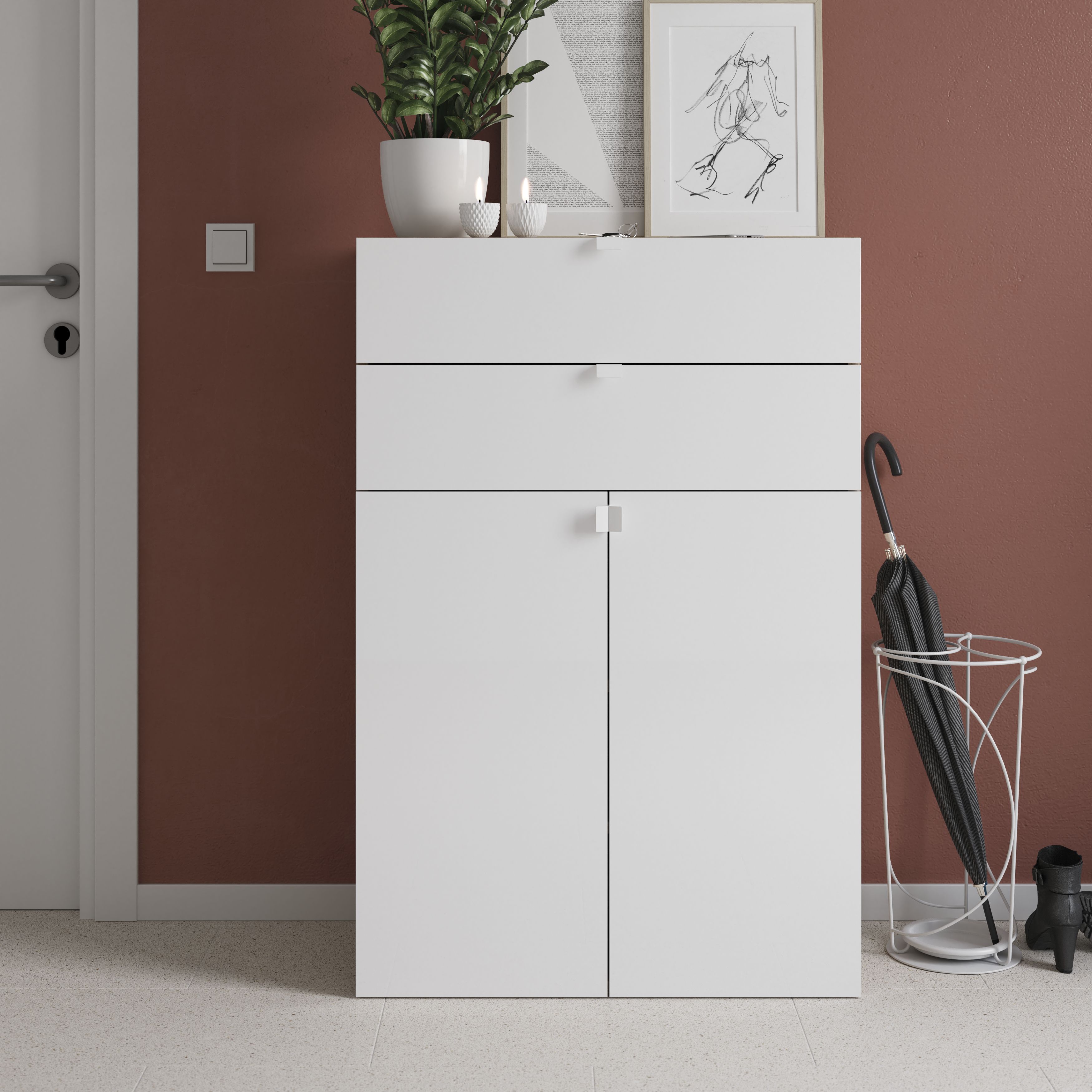 GoodHome Atomia Gloss White Non-mirrored Modular furniture door, (H) 747mm (W) 372mm