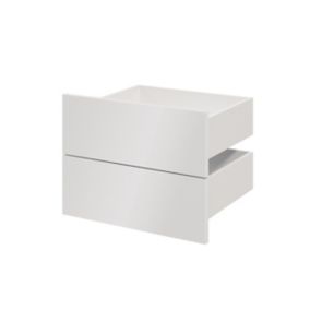 GoodHome Atomia Gloss white Slab External Drawer (H)184.5mm (W)497mm (D)390mm, Set of 2