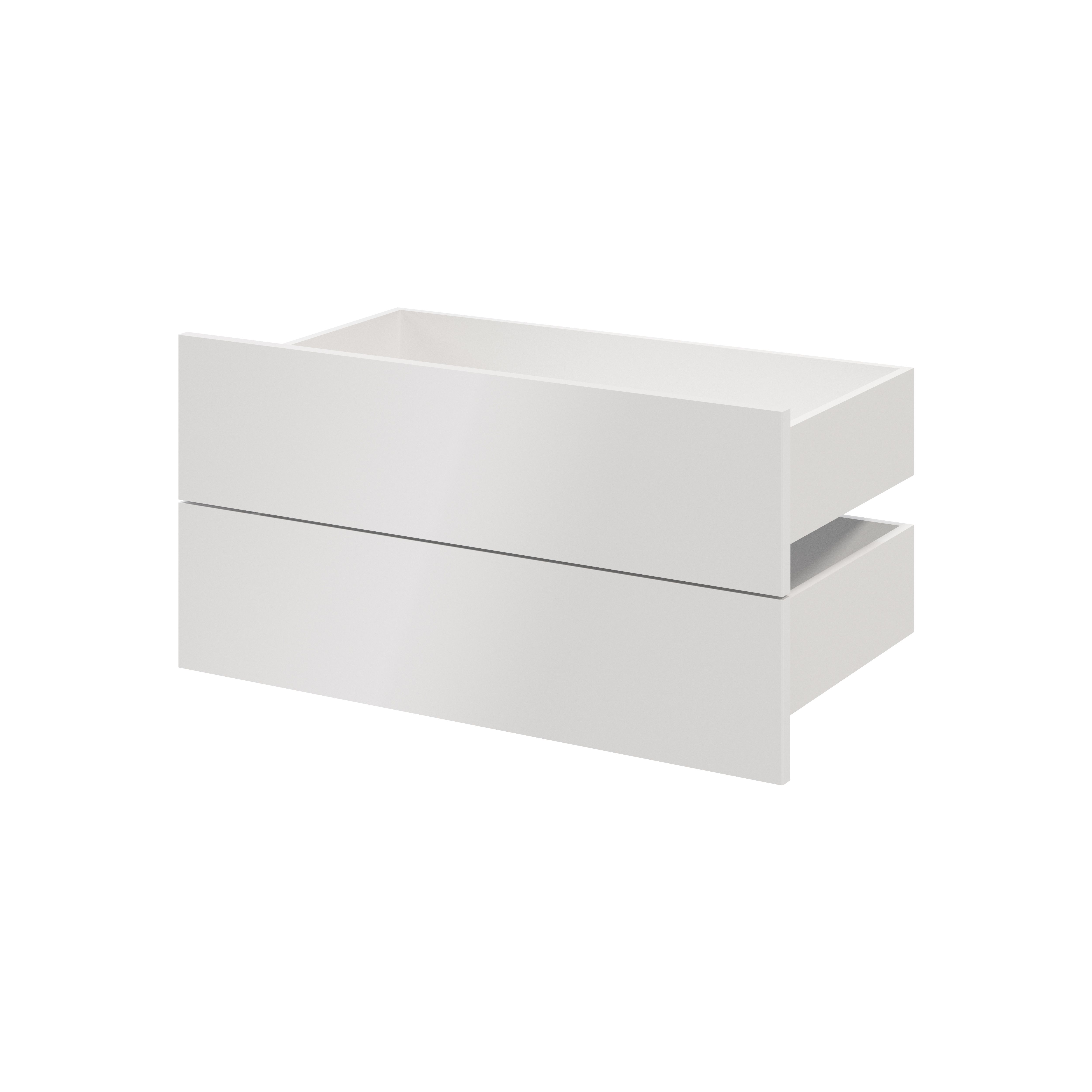 GoodHome Atomia Gloss white Slab External Drawer (H)184.5mm (W)747mm (D)390mm, Set of 2