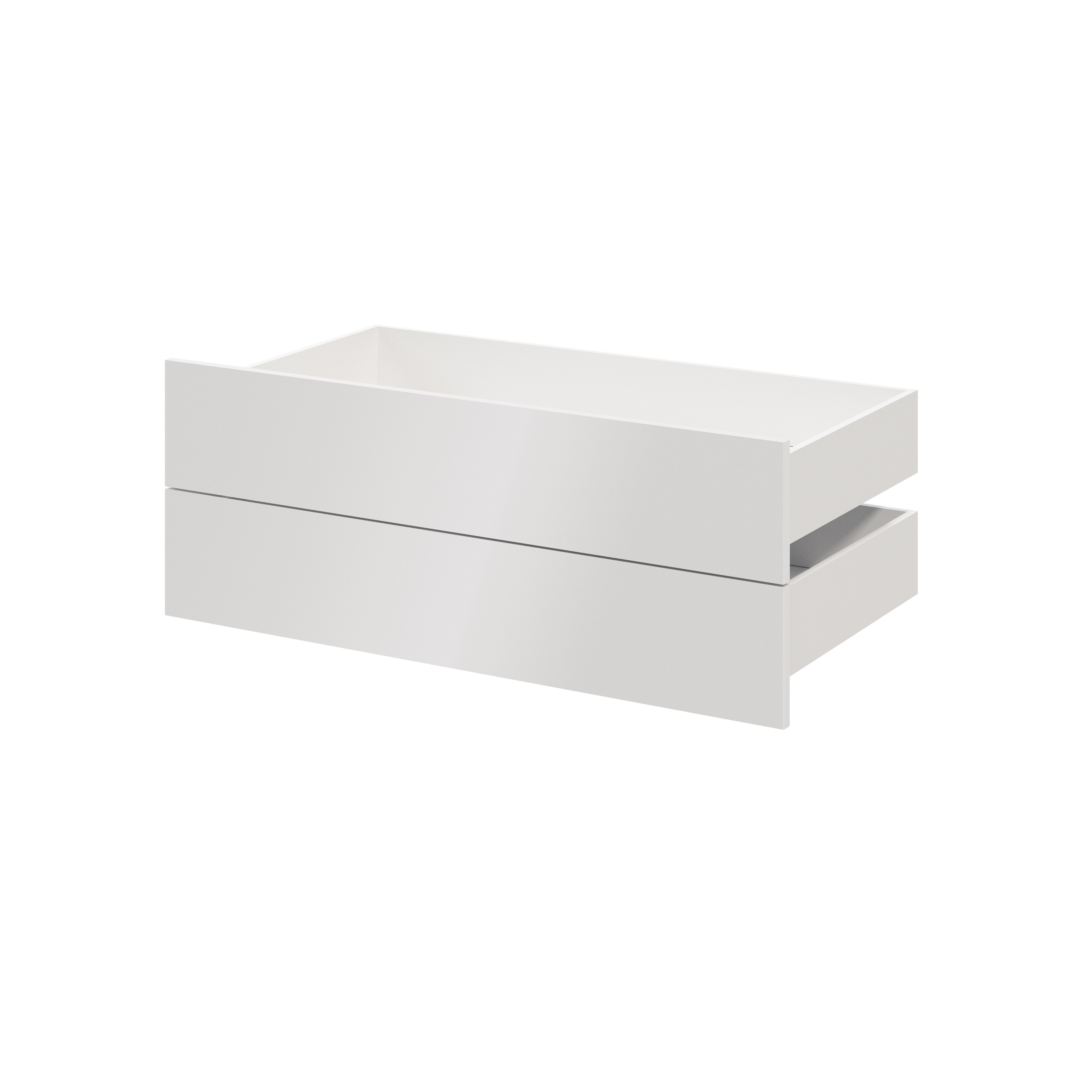 GoodHome Atomia Gloss white Slab External Drawer (H)184.5mm (W)997mm (D)500mm, Set of 2