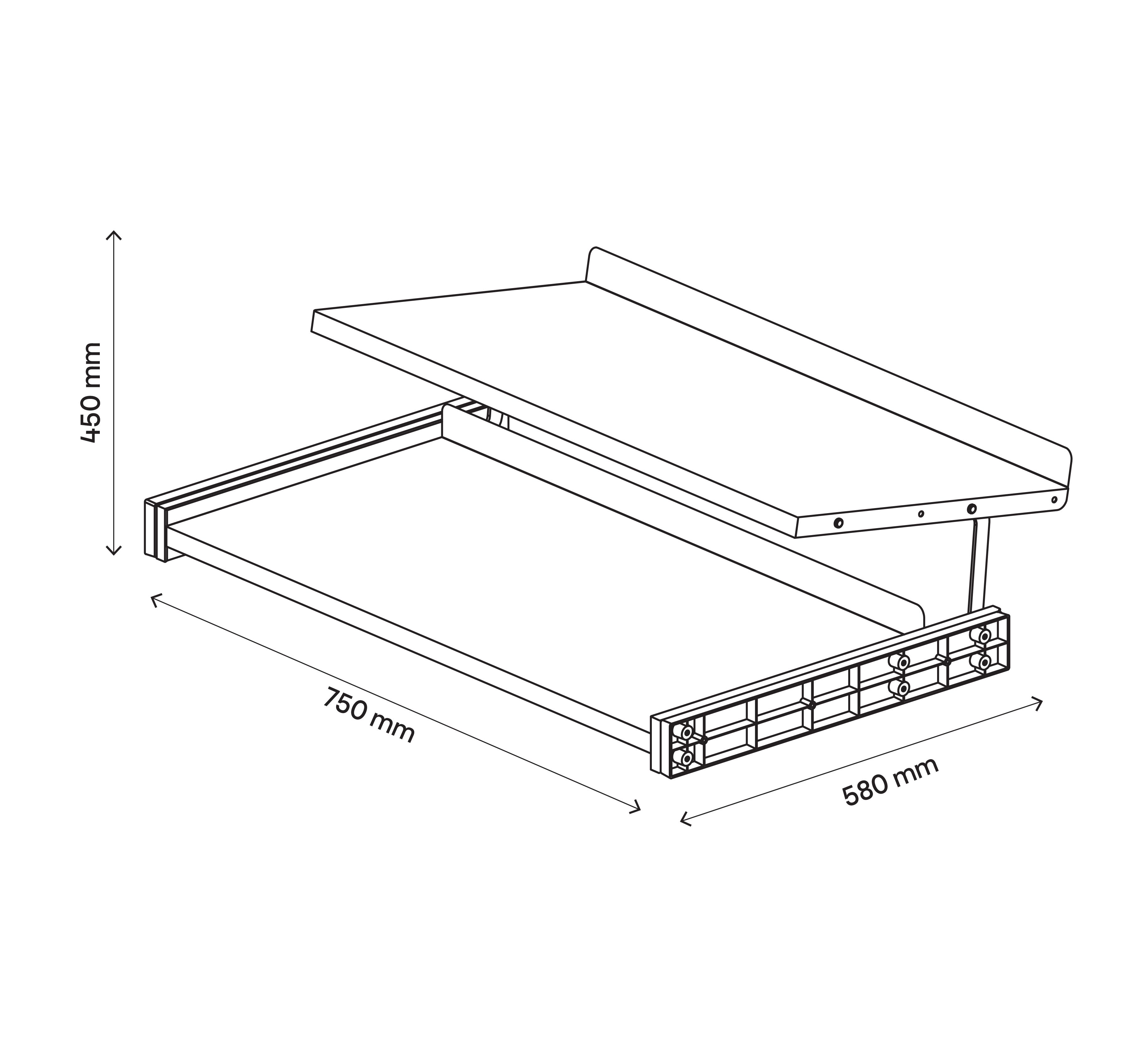 GoodHome Atomia Grey Metallic effect Full extension Pull-out shoe rack (W)714mm