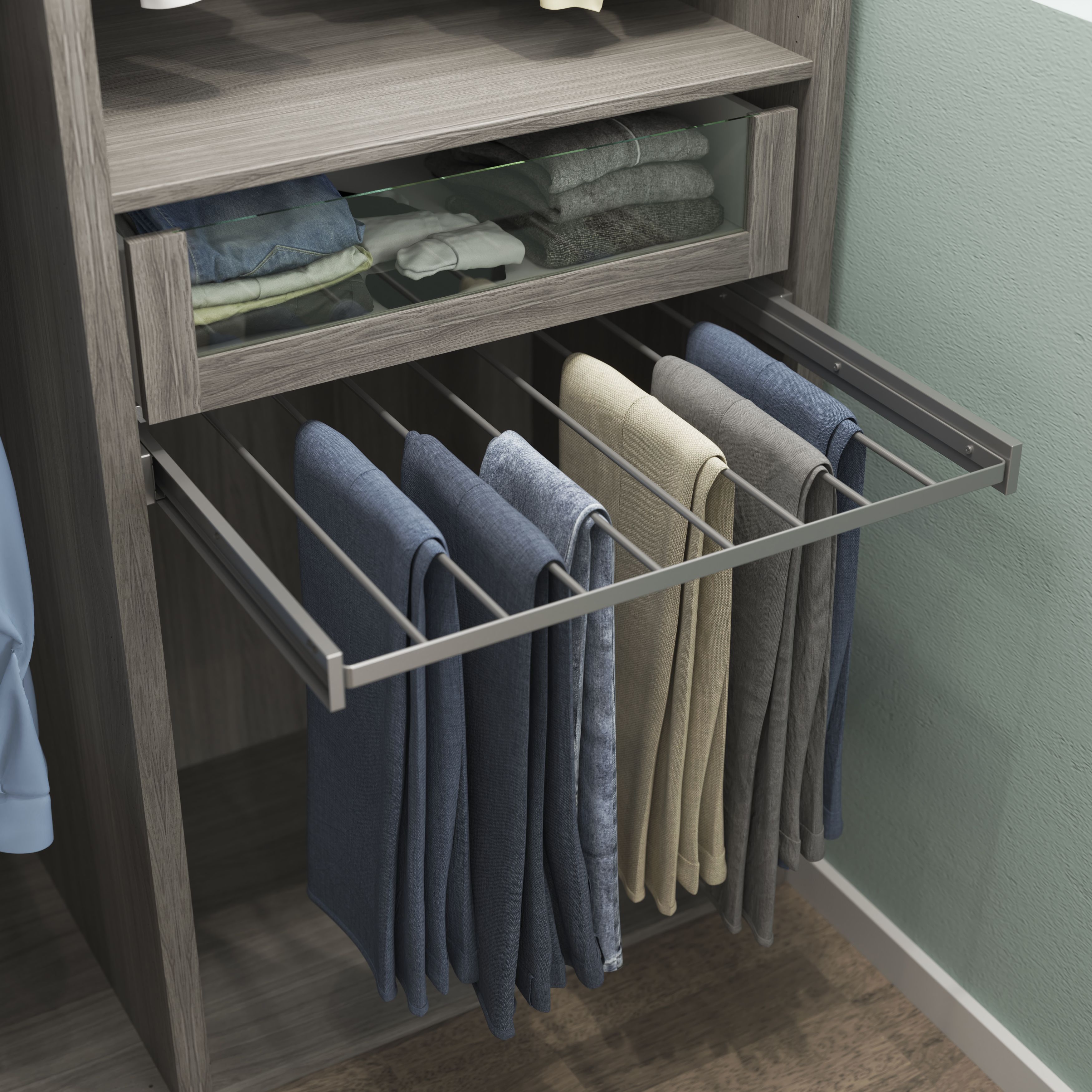 GoodHome Atomia Grey metallic effect Pull-out Trouser Storage rack (W)714mm (D)510mm