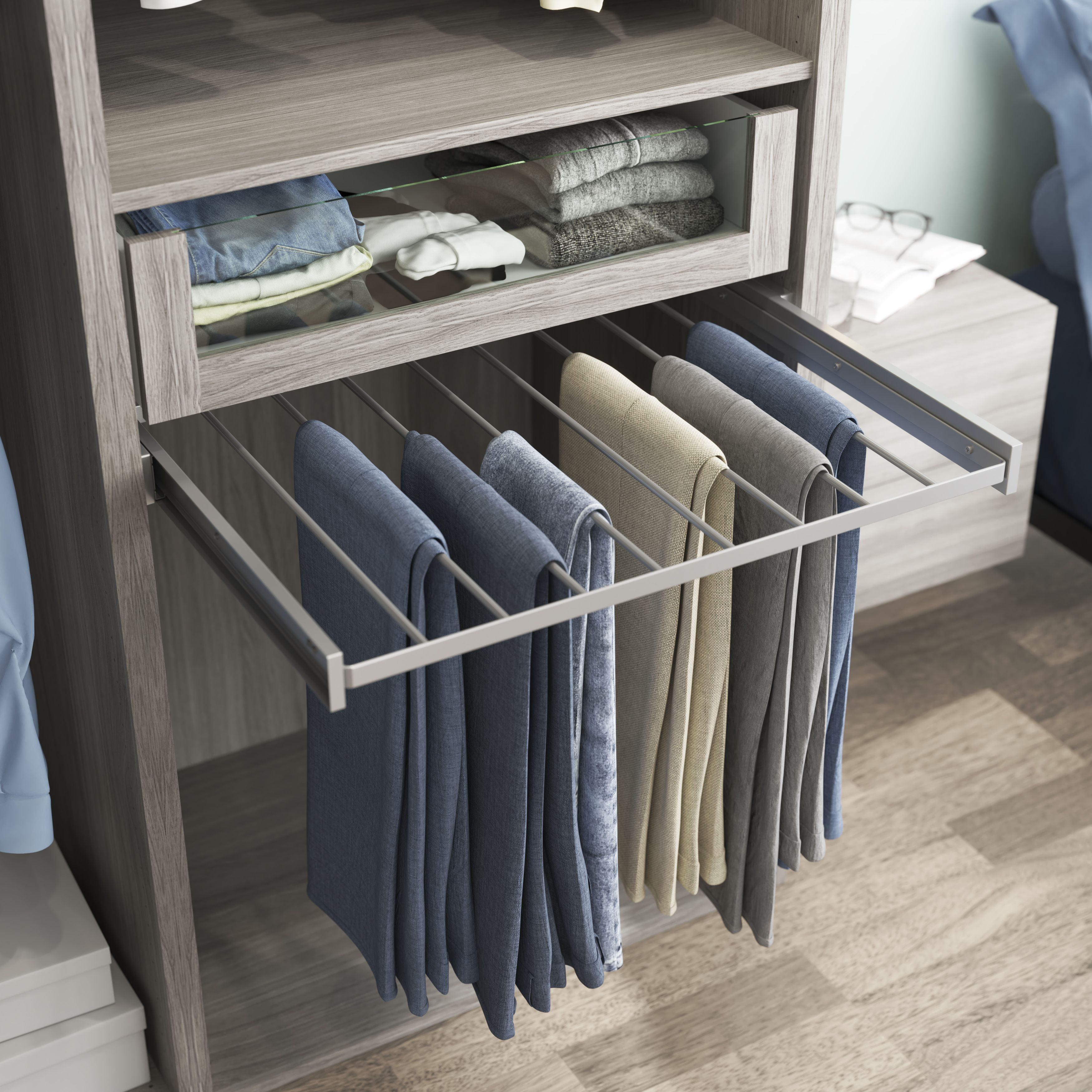 GoodHome Atomia Grey metallic effect Pull-out Trouser Storage rack (W)714mm (D)510mm