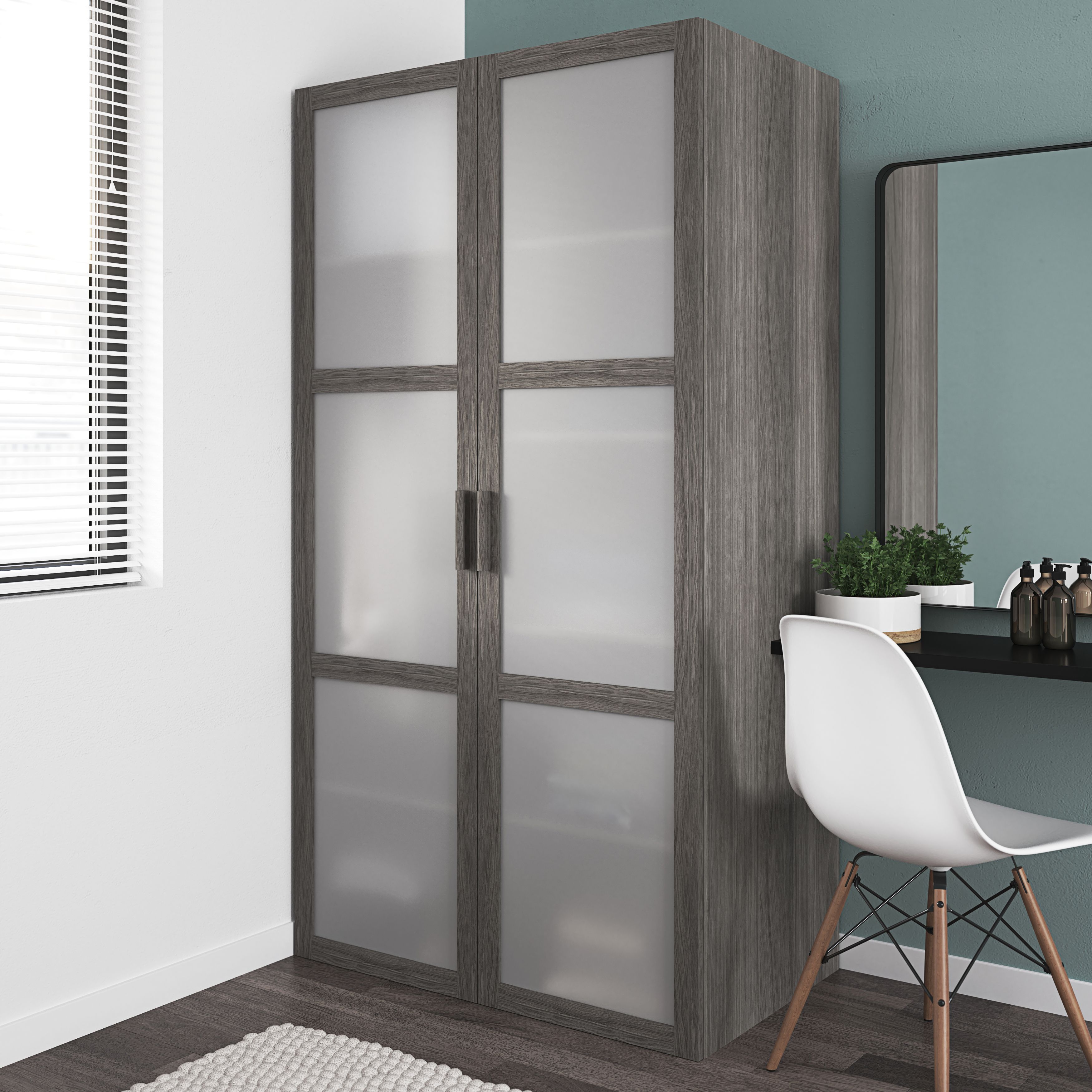 GoodHome Atomia Grey oak effect Opaque Non-mirrored Modular furniture door, (H) 2247mm (W) 497mm