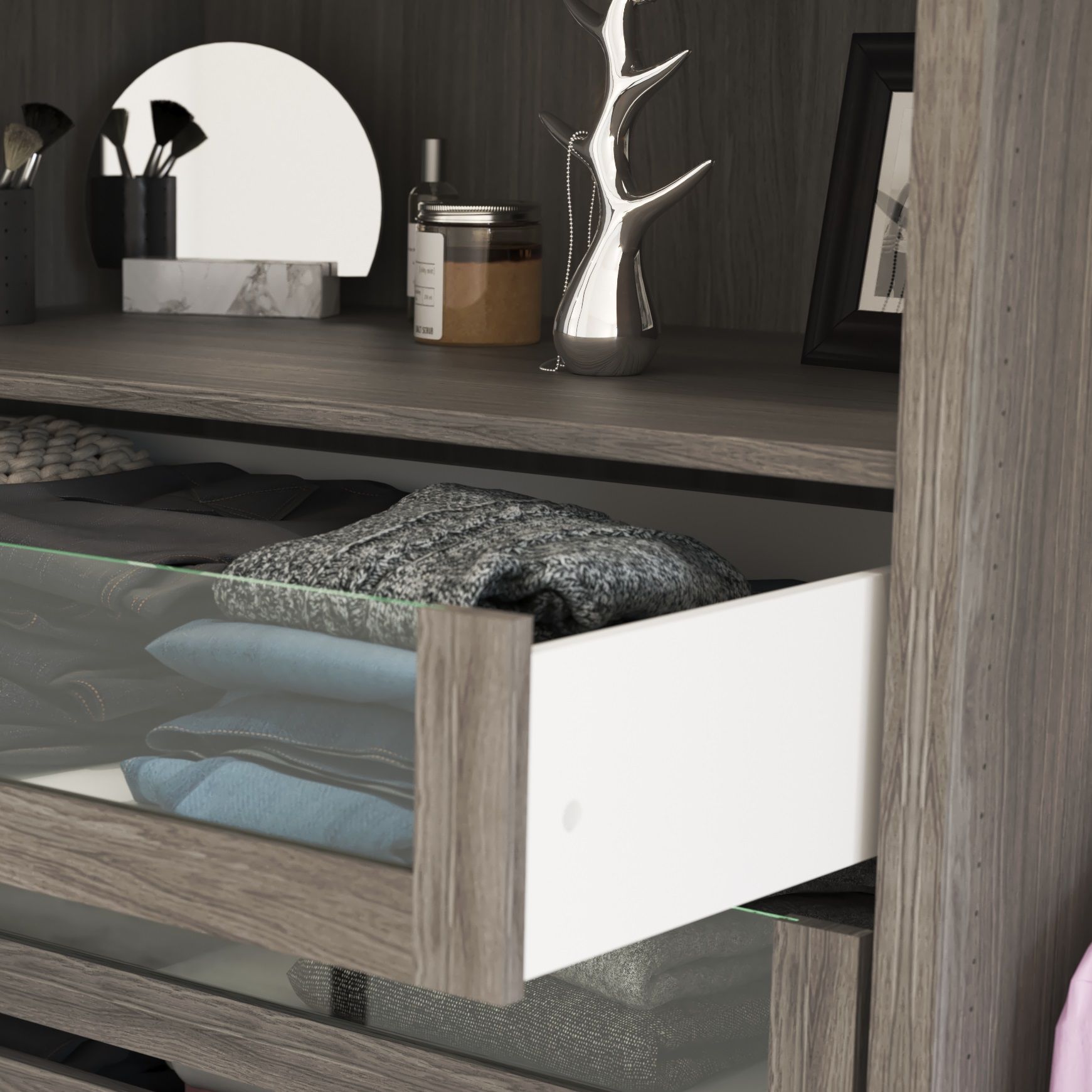 GoodHome Atomia Grey oak effect Shaker Internal Drawer (H)170mm (W)714mm (D)500mm