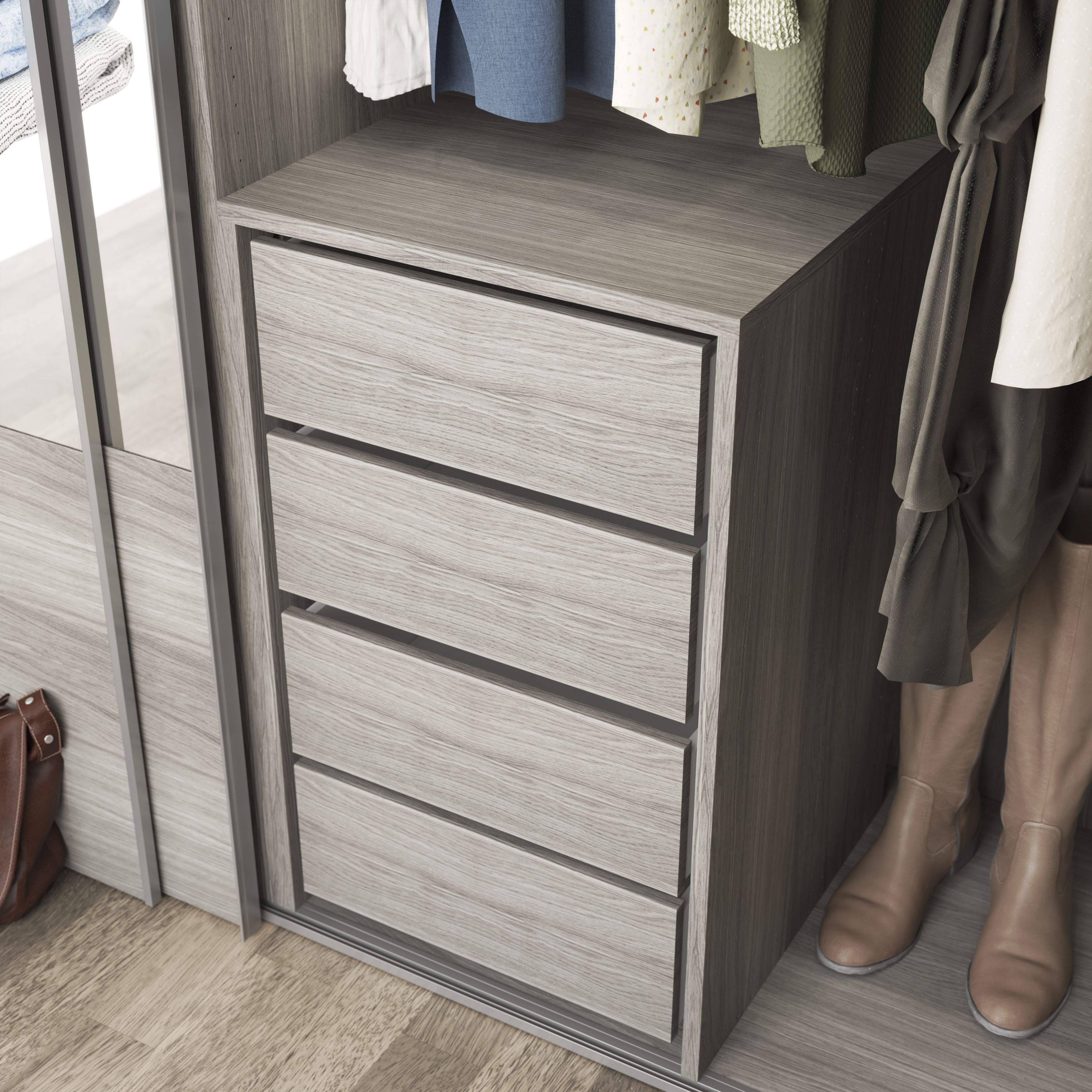 GoodHome Atomia Grey oak effect Slab Internal Drawer (H)170mm (W)464mm (D)500mm