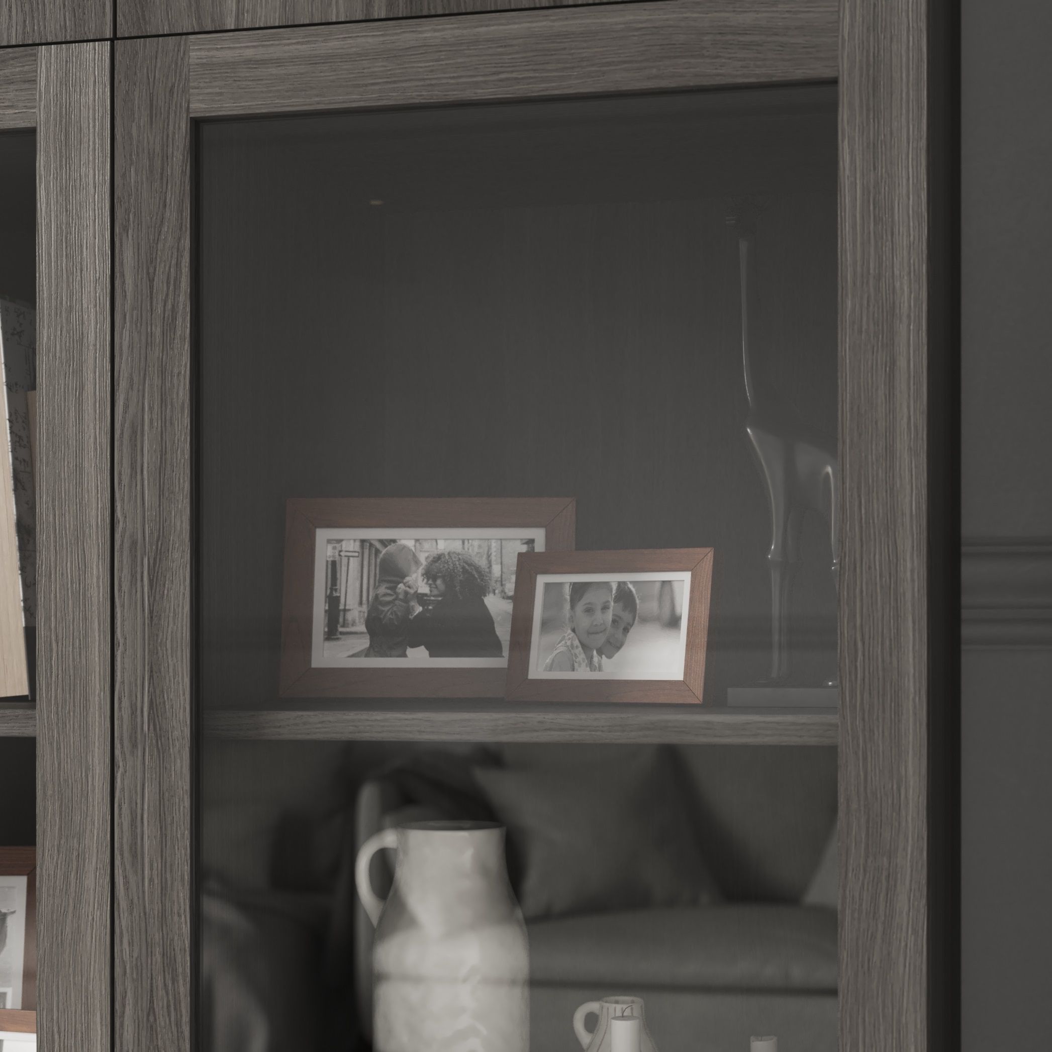GoodHome Atomia Grey oak effect Transparent Non-mirrored Modular furniture door, (H) 1872mm (W) 497mm