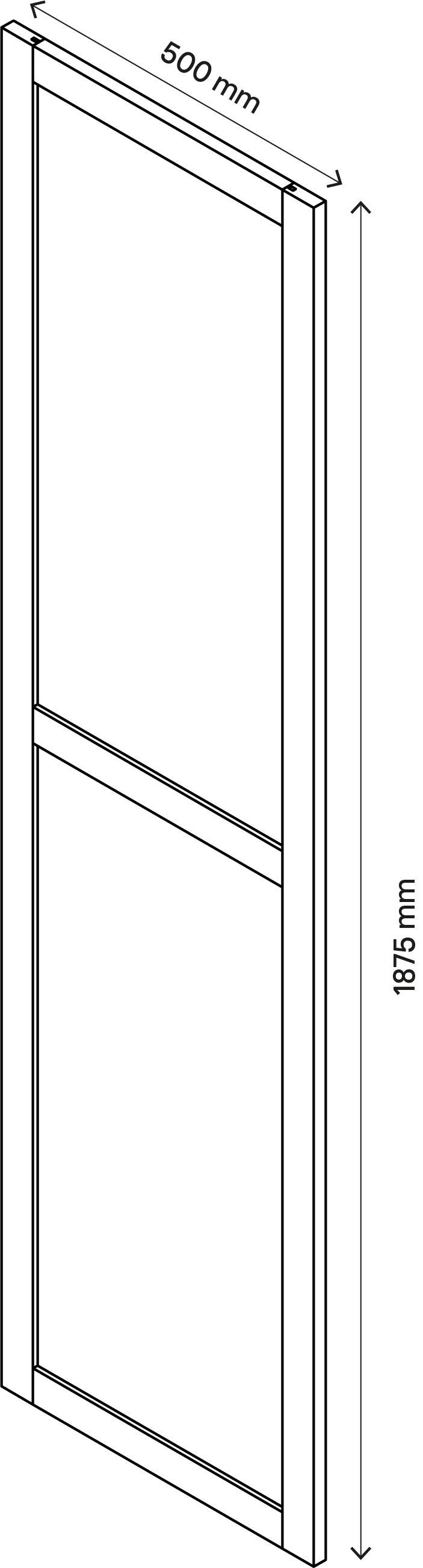 GoodHome Atomia Grey oak effect Transparent Non-mirrored Modular furniture door, (H) 1872mm (W) 497mm