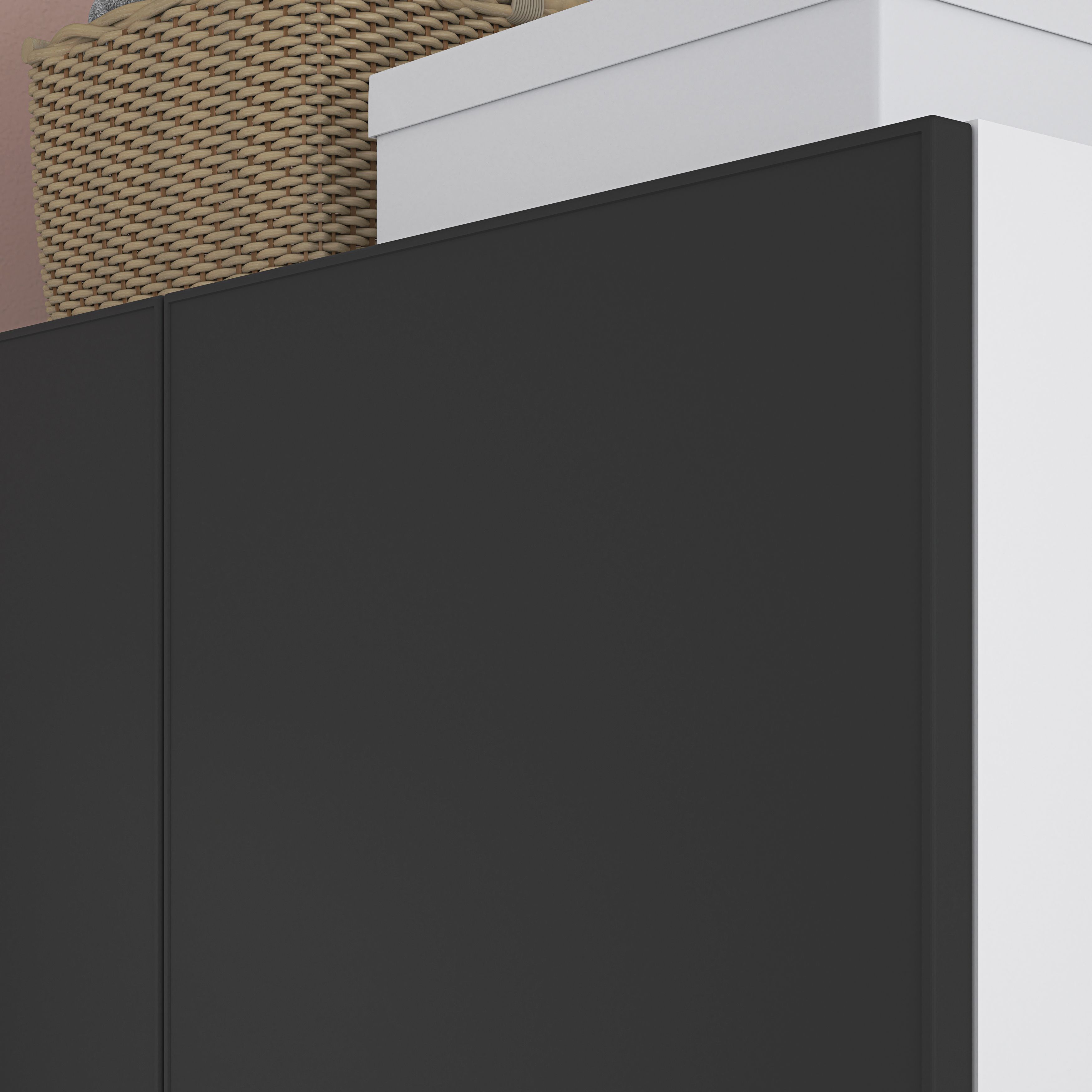GoodHome Atomia Matt anthracite & white oak effect Particle board ...