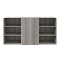 GoodHome Atomia Matt grey oak effect 9 compartment 9 Shelf Freestanding Rectangular Bookcase (H)1125mm (W)2250mm (D)350mm