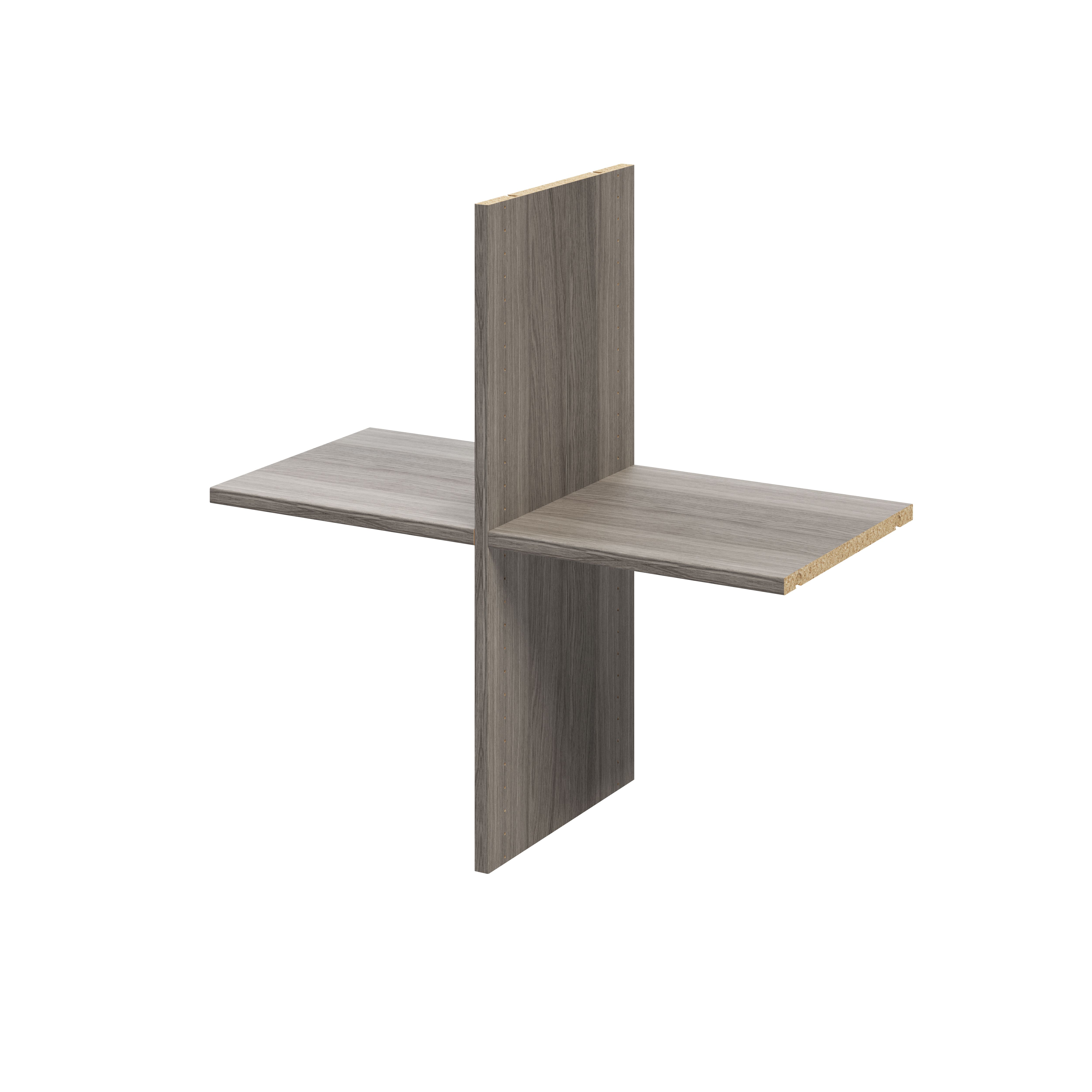 GoodHome Atomia Matt grey oak effect Cross shelf, (L)714mm (D)332mm