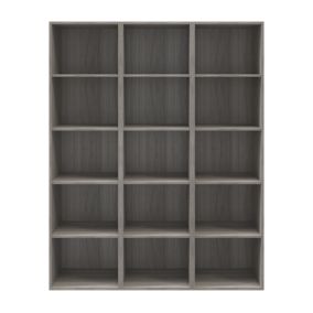 GoodHome Atomia Matt grey oak effect Freestanding 15 shelf Rectangular Bookcase, (H)1875mm (W)1500mm
