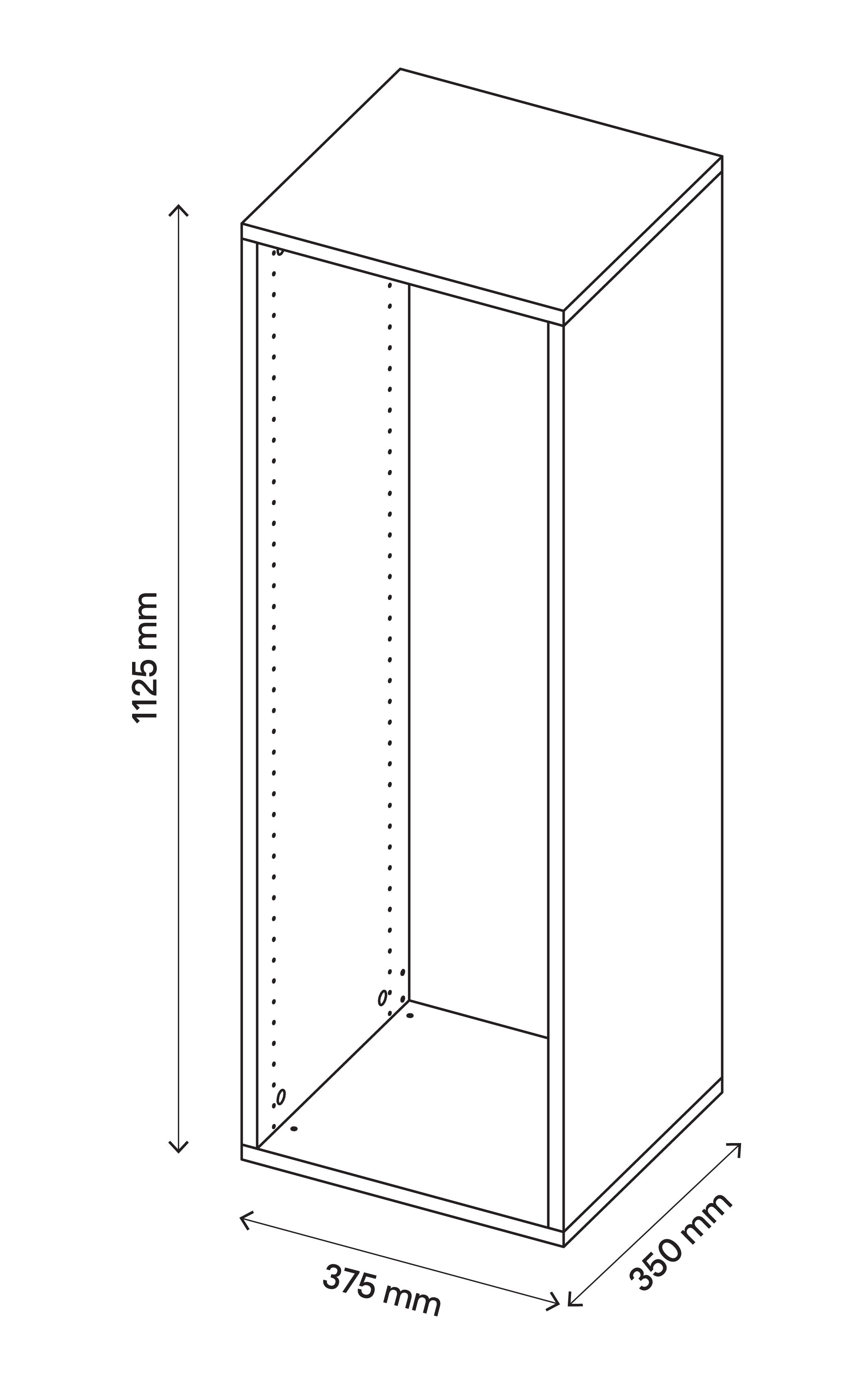 GoodHome Atomia Matt Grey oak effect Modular furniture cabinet, (H)1125mm (W)375mm (D)350mm