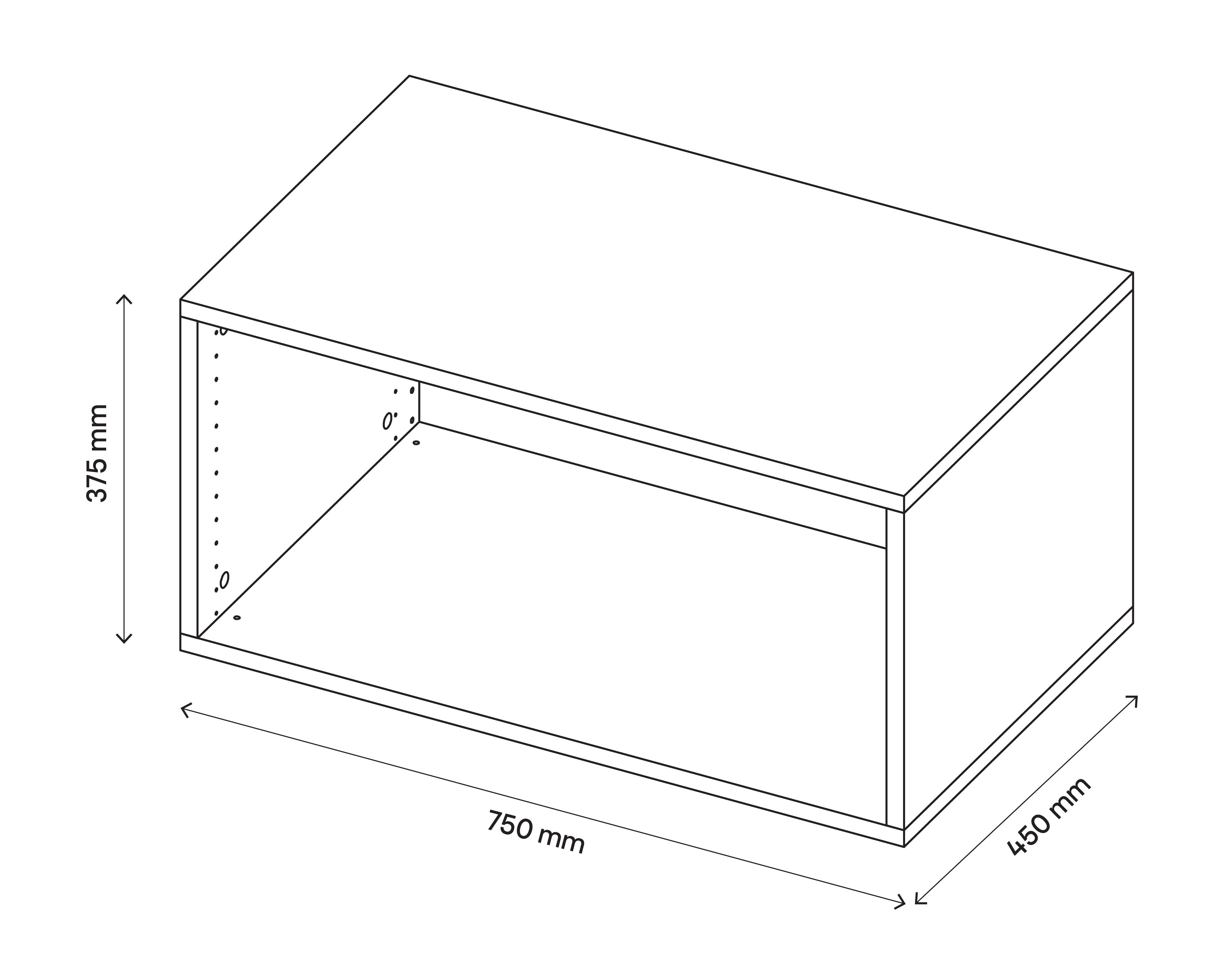GoodHome Atomia Matt Grey oak effect Modular furniture cabinet, (H)375mm (W)750mm (D)450mm