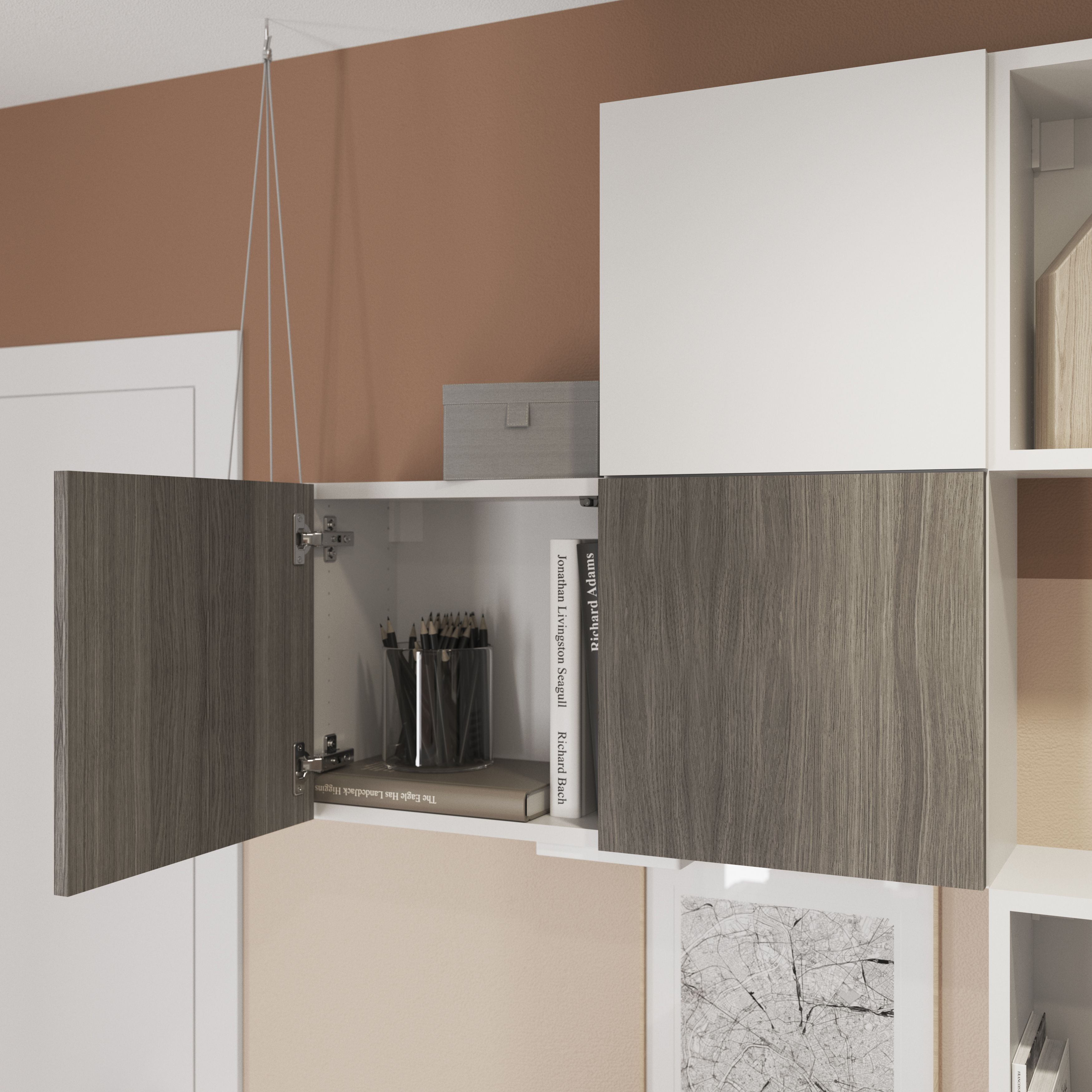 GoodHome Atomia Matt Grey oak effect Non-mirrored Modular furniture door, (H) 372mm (W) 372mm
