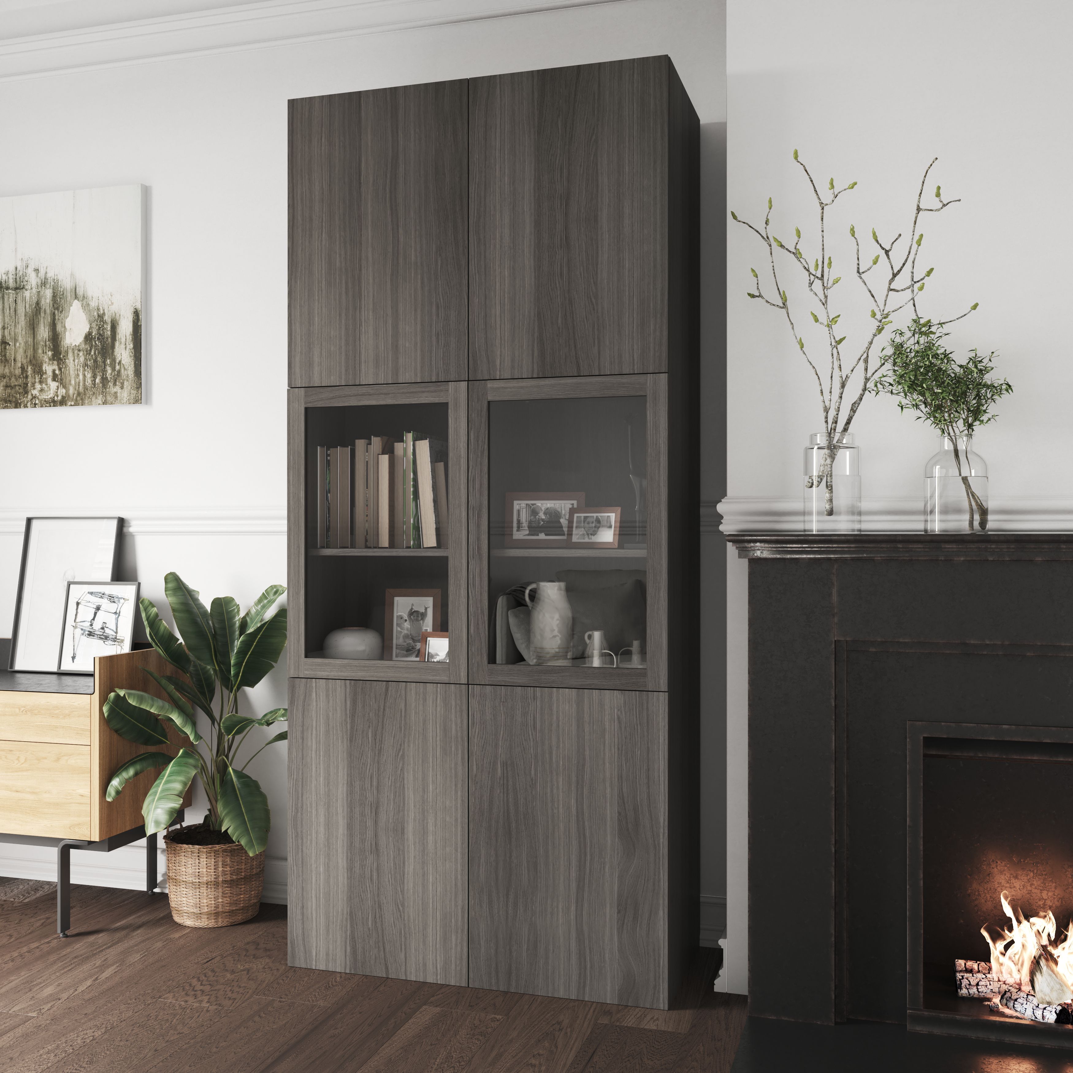 GoodHome Atomia Matt Grey oak effect Non-mirrored Modular furniture door, (H) 747mm (W) 497mm