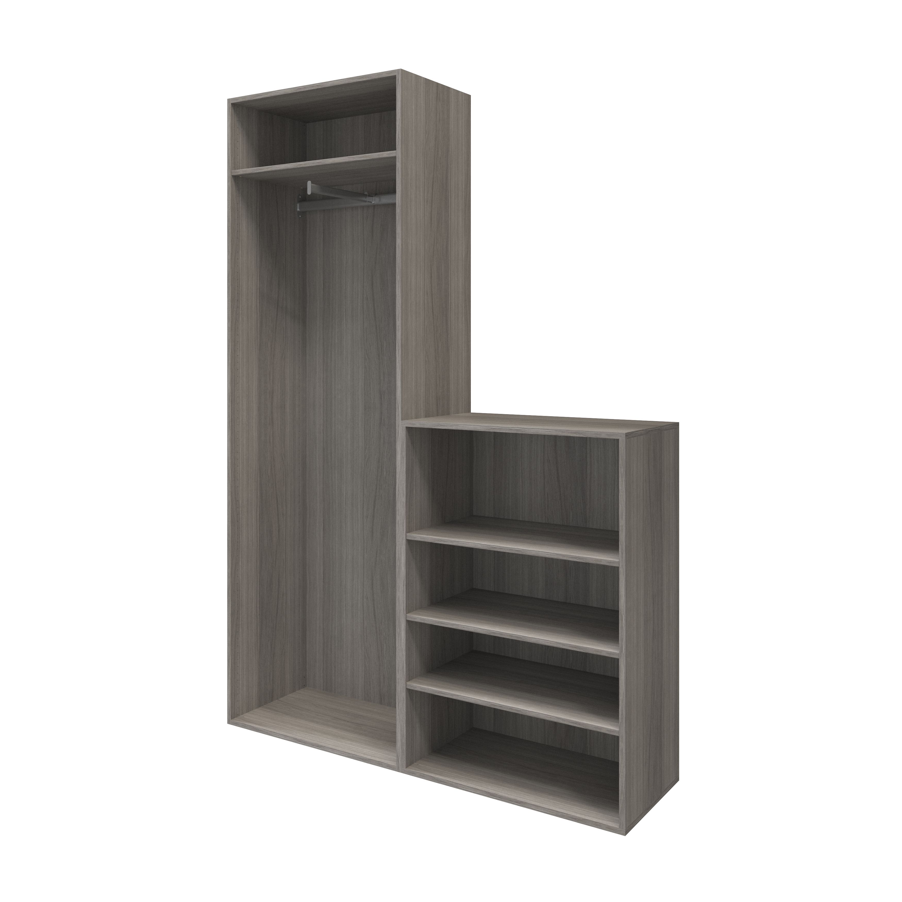 GoodHome Atomia Matt grey oak effect Particle board Mirrored door Hallway storage unit kit (H)1125mm (W)1500mm (D)450mm