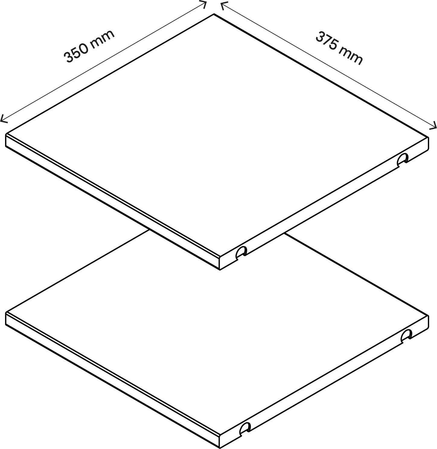 GoodHome Atomia Matt grey oak effect Shelf, (L)339mm (D)332mm