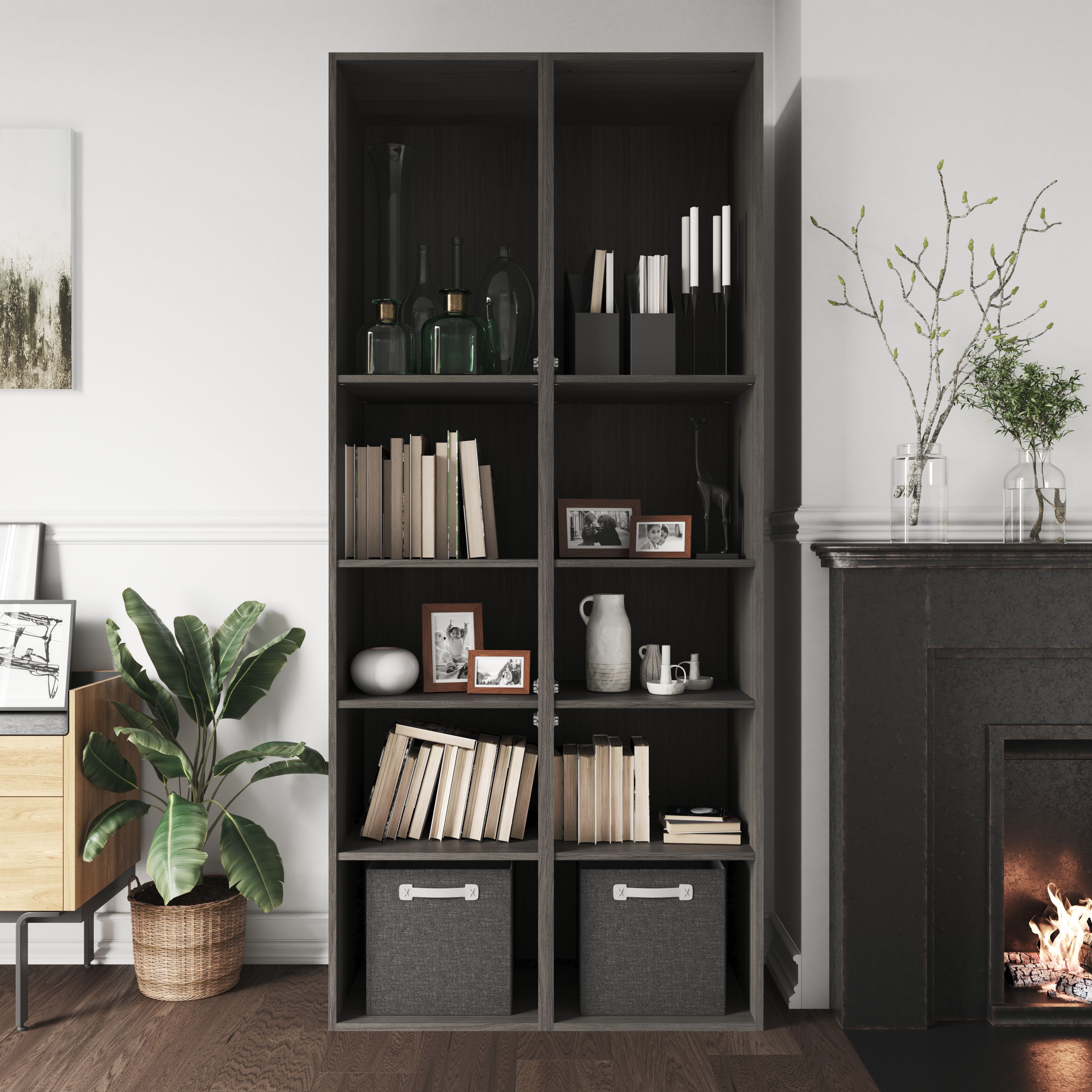 GoodHome Atomia Matt grey oak effect Shelf, (L)464mm (D)432mm