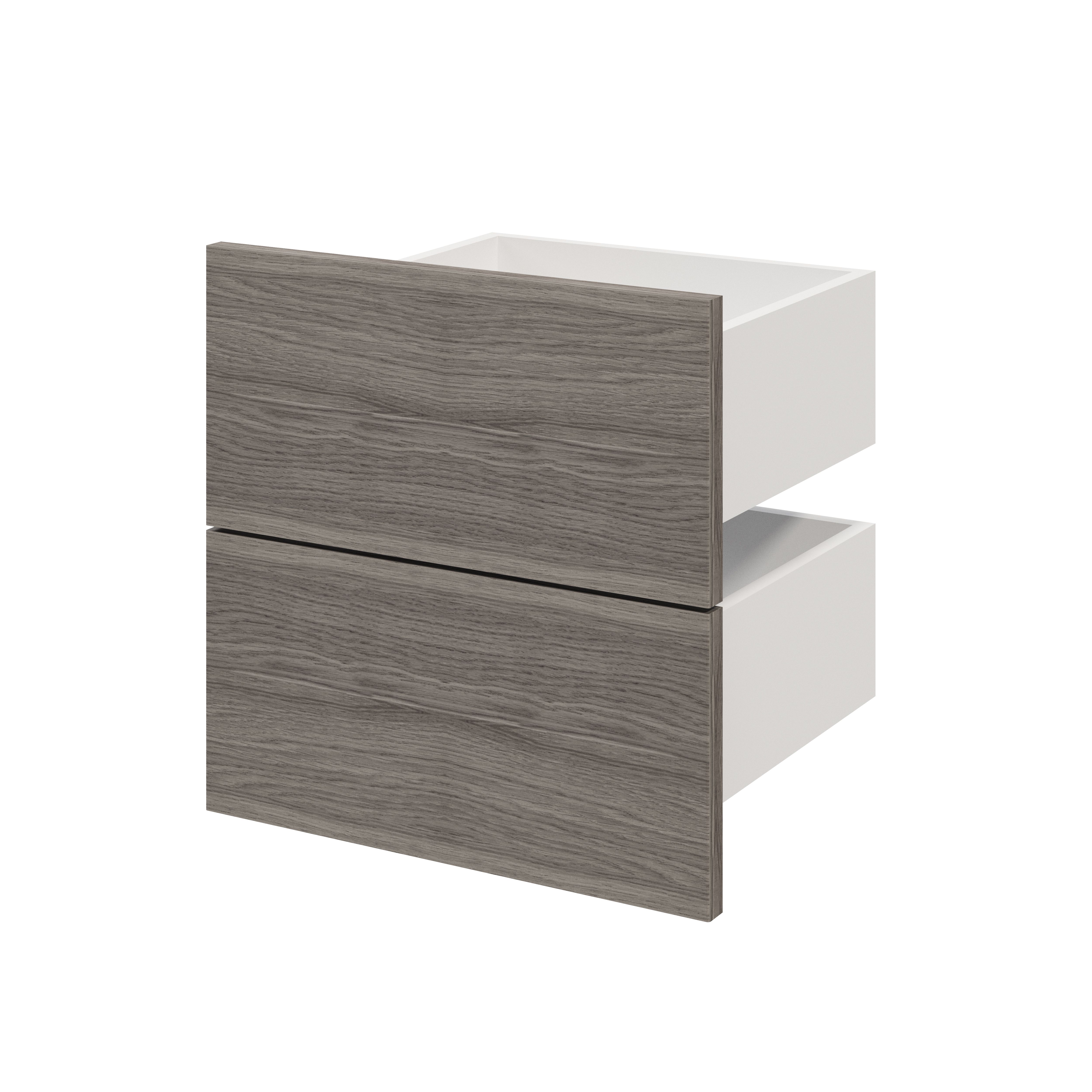 GoodHome Atomia Matt grey oak effect Slab External Drawer (H)184.5mm (W)372mm (D)300mm, Set of 2