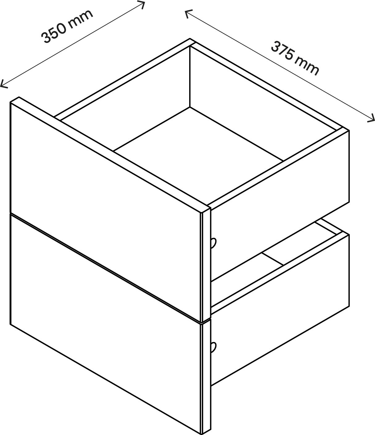 GoodHome Atomia Matt grey oak effect Slab External Drawer (H)184.5mm (W)372mm (D)300mm, Set of 2