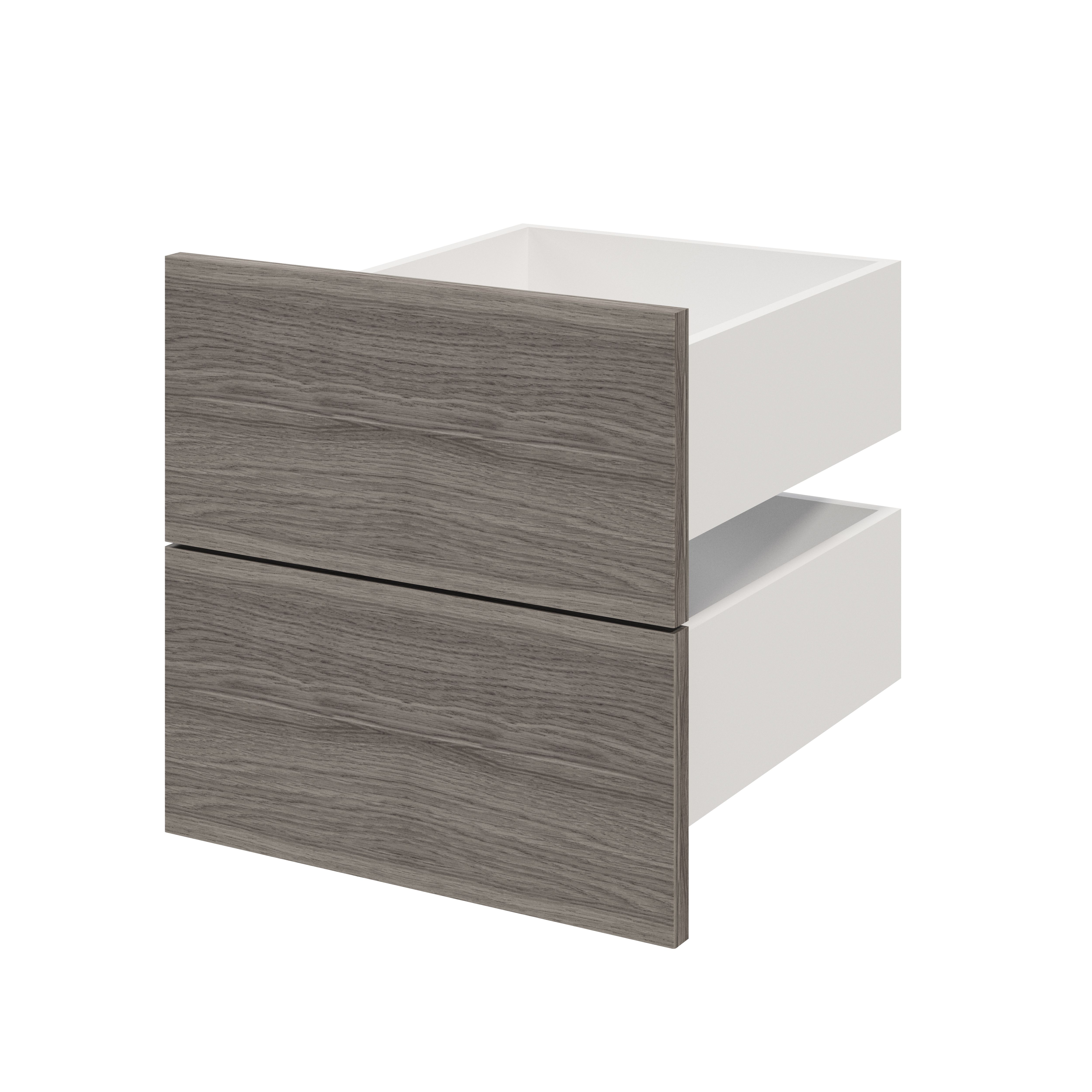 GoodHome Atomia Matt grey oak effect Slab External Drawer (H)184.5mm (W)372mm (D)390mm, Set of 2