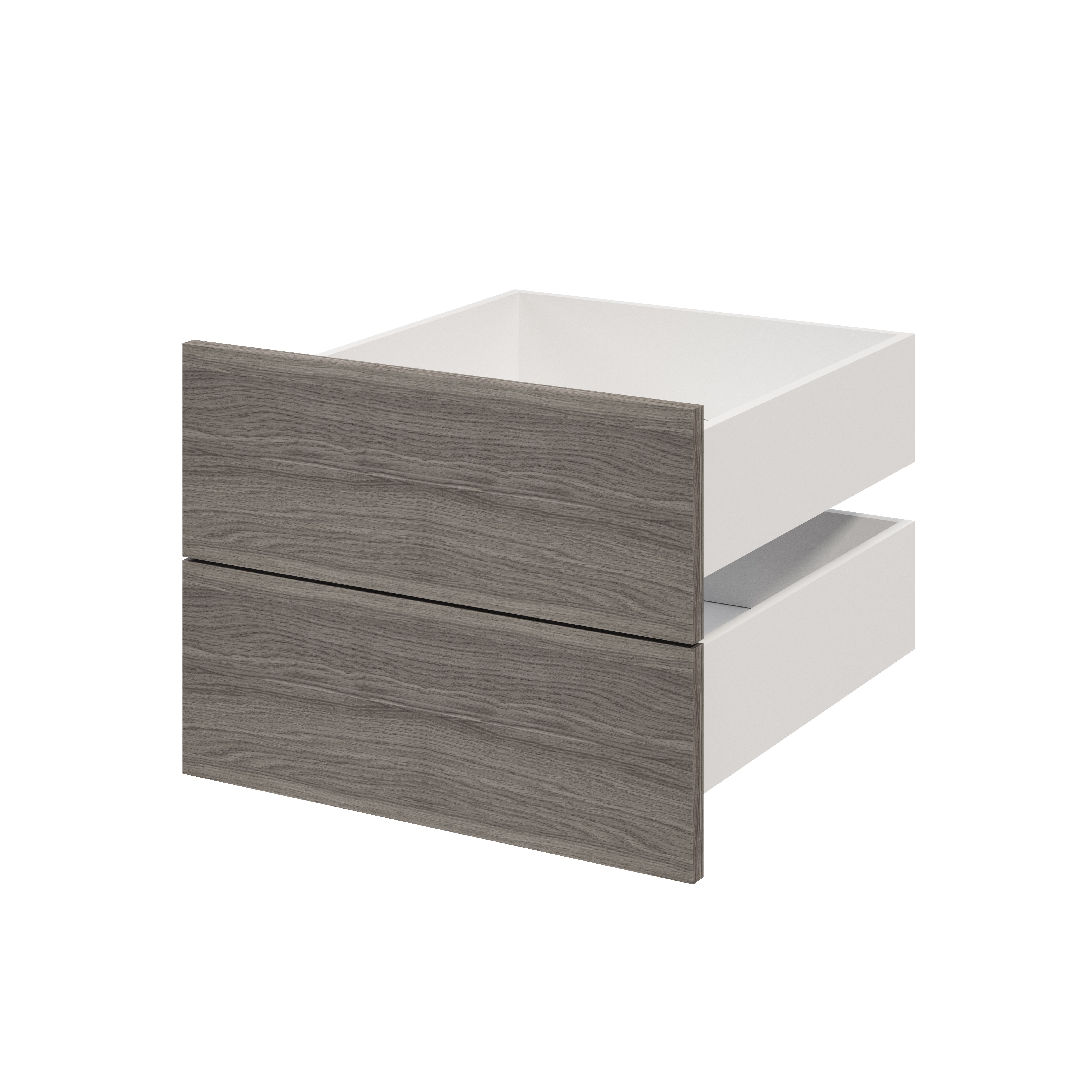 GoodHome Atomia Matt grey oak effect Slab External Drawer (H)184.5mm (W)497mm (D)500mm, Set of 2