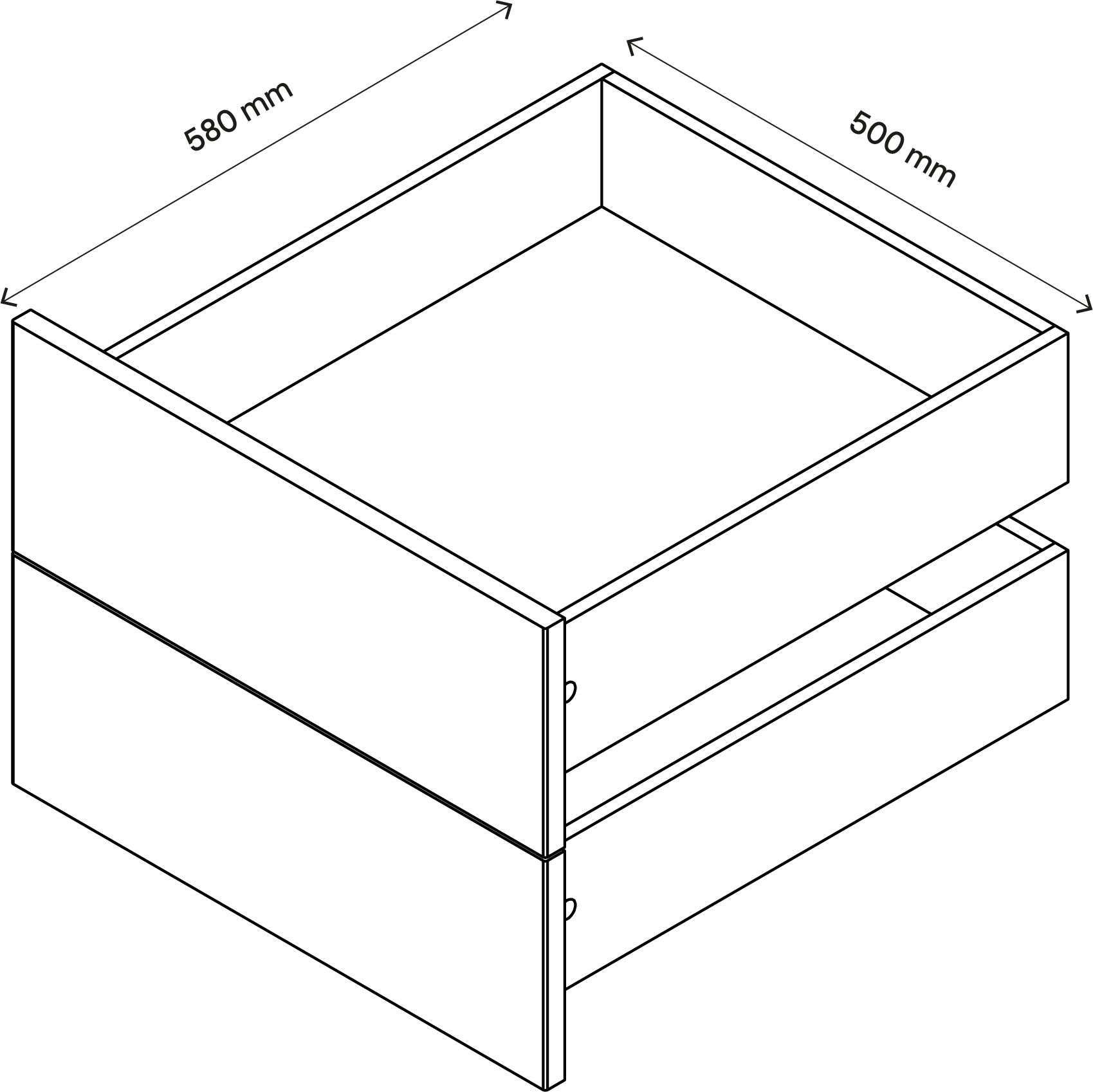 GoodHome Atomia Matt grey oak effect Slab External Drawer (H)184.5mm (W)497mm (D)500mm, Set of 2