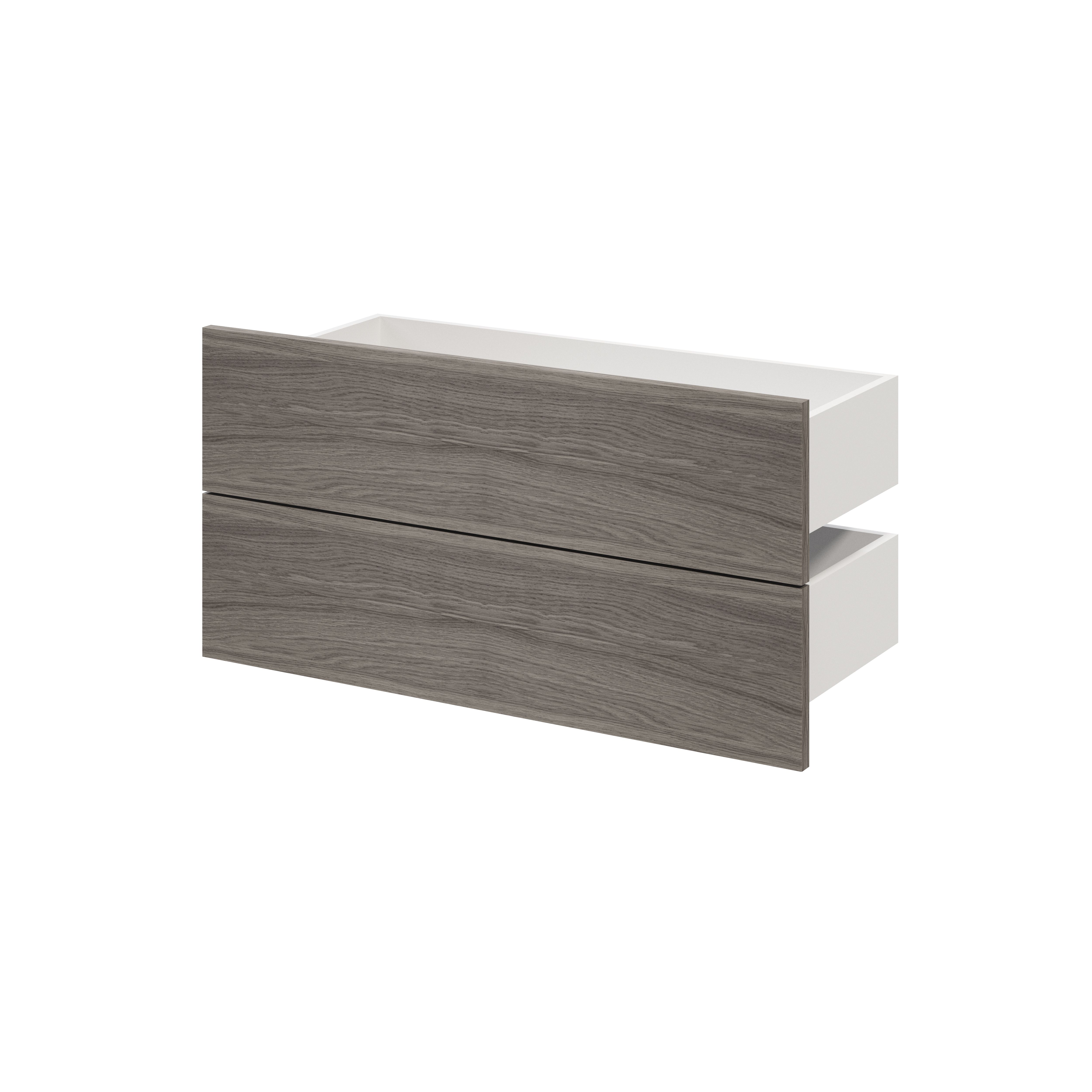 GoodHome Atomia Matt grey oak effect Slab External Drawer (H)184.5mm (W)747mm (D)300mm, Set of 2